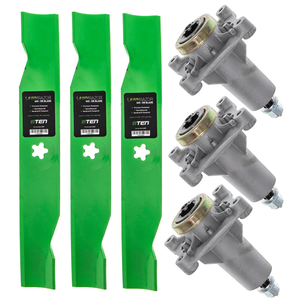 Mower Blades & Spindles Kit for zOTHER Walbro Stens Oregon MTD Cub Cadet Troy-Bilt 8TEN MK1001742