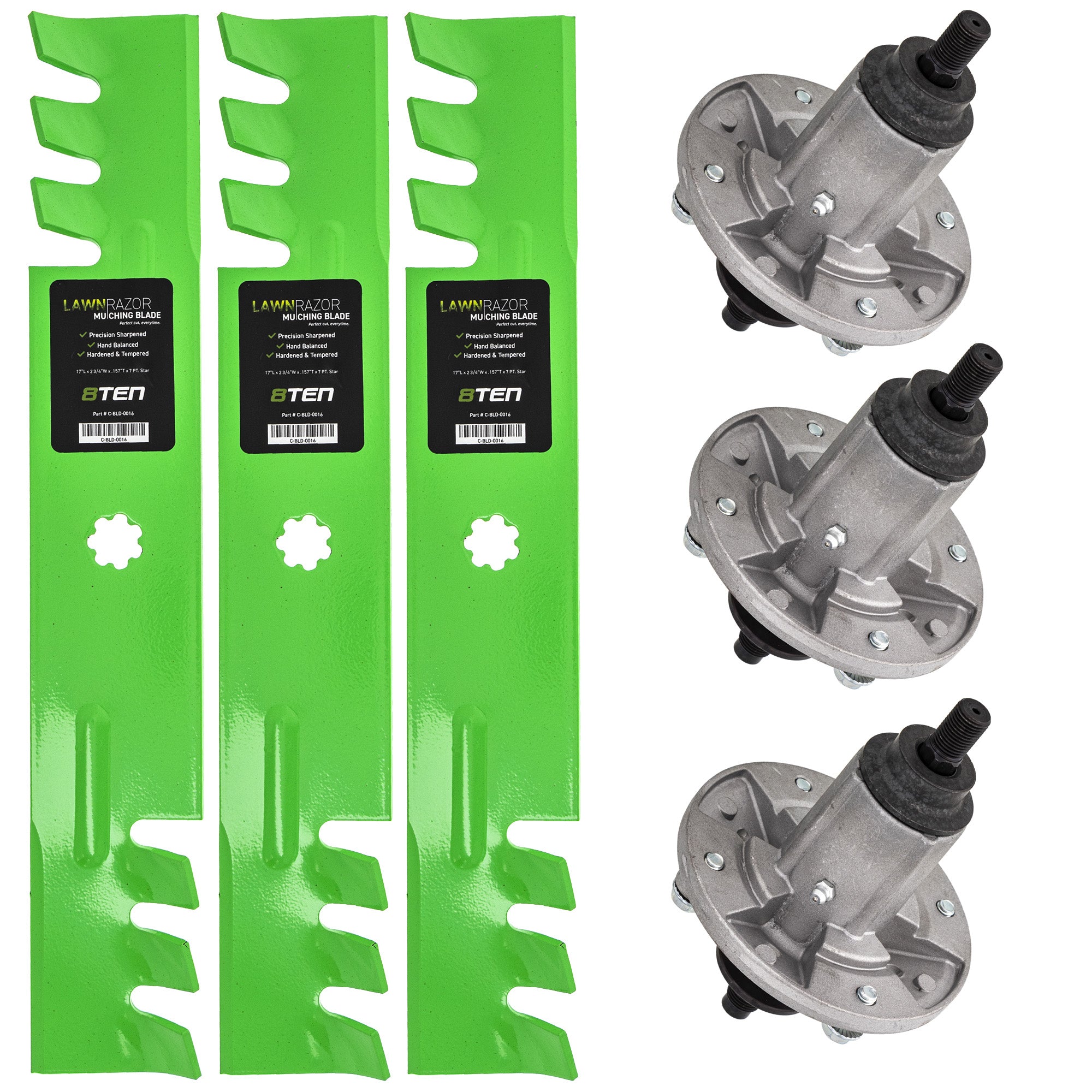 Mower Deck Blades & Spindles Kit for zOTHER Stens Oregon MTD Cub Cadet Troy-Bilt John 8TEN MK1001748