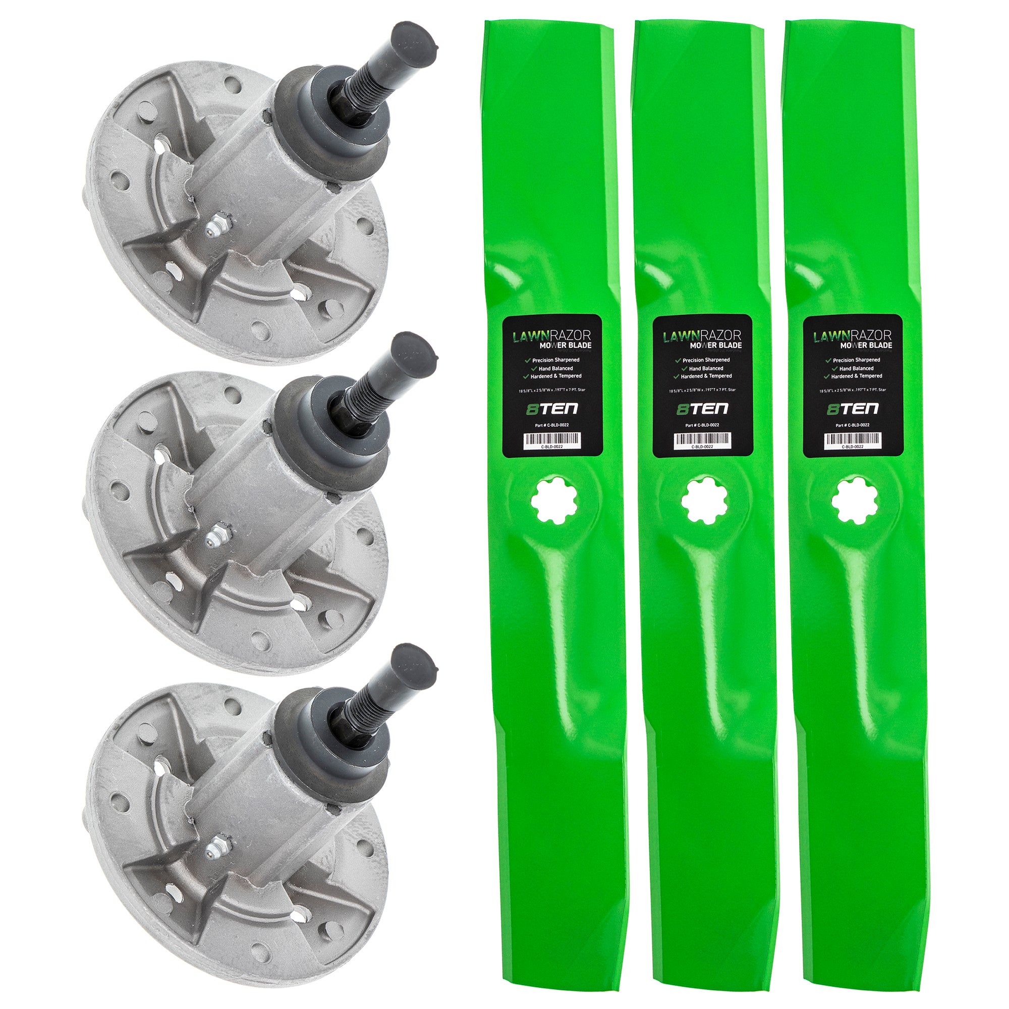 Deck Spindles & Mower Blades Kit for zOTHER Stens Oregon MTD Cub Cadet Troy-Bilt John 8TEN MK1001778