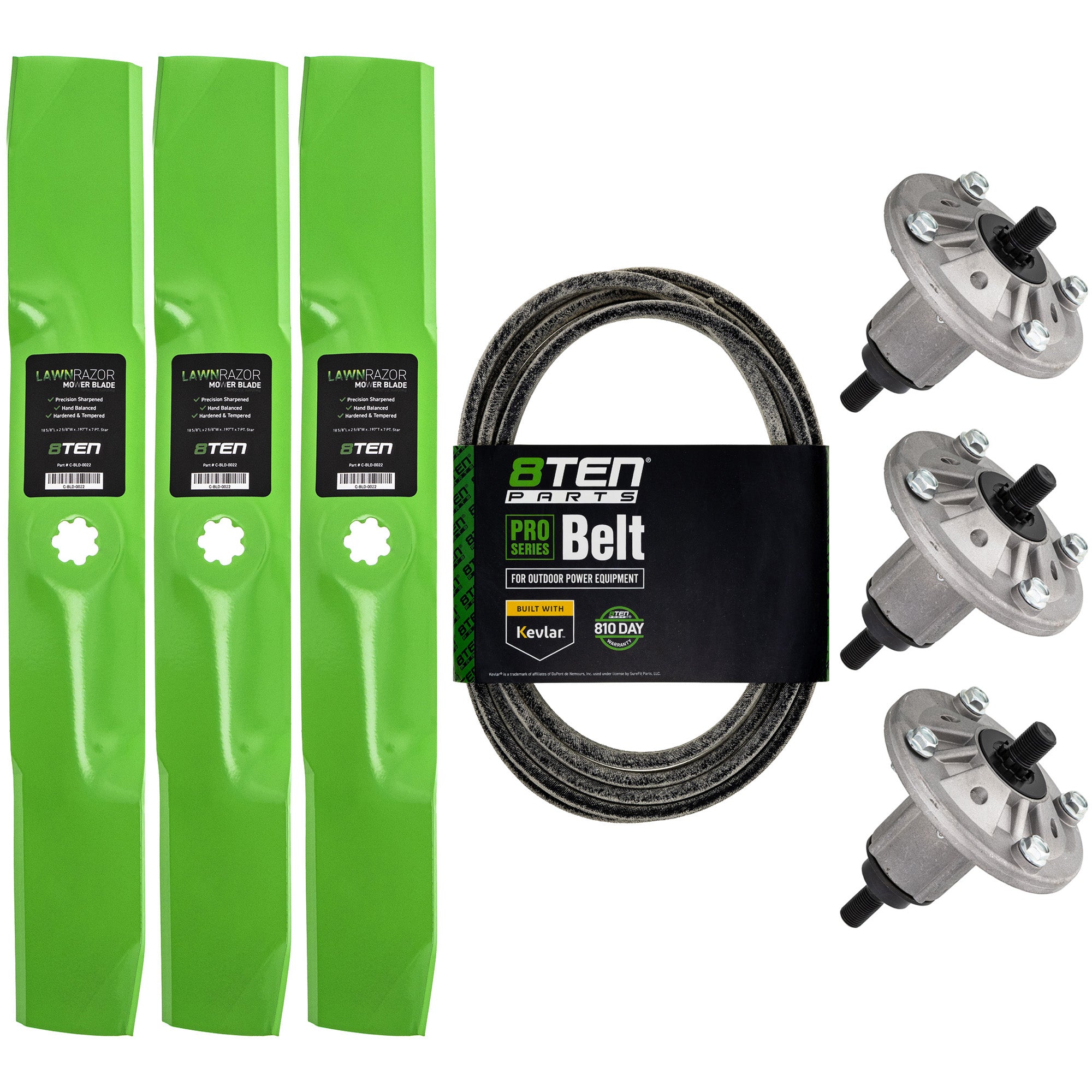 Deck Spindles, Blades, & Belt Kit for zOTHER Stens Oregon MTD Cub Cadet Troy-Bilt John 8TEN MK1001780