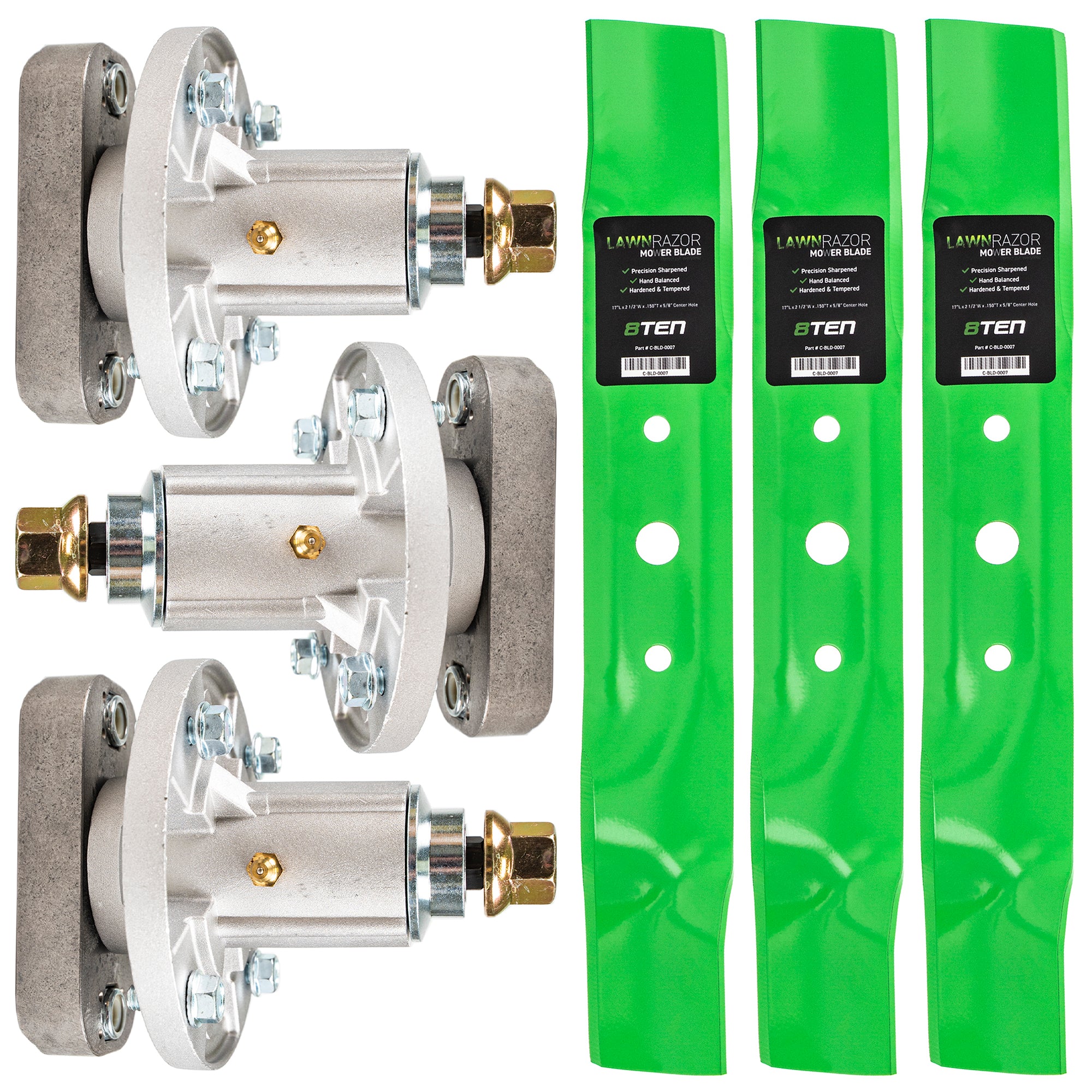 Mower Blades & Spindles Kit for zOTHER Stens Oregon MTD Cub Cadet Troy-Bilt John Deere 8TEN MK1001801