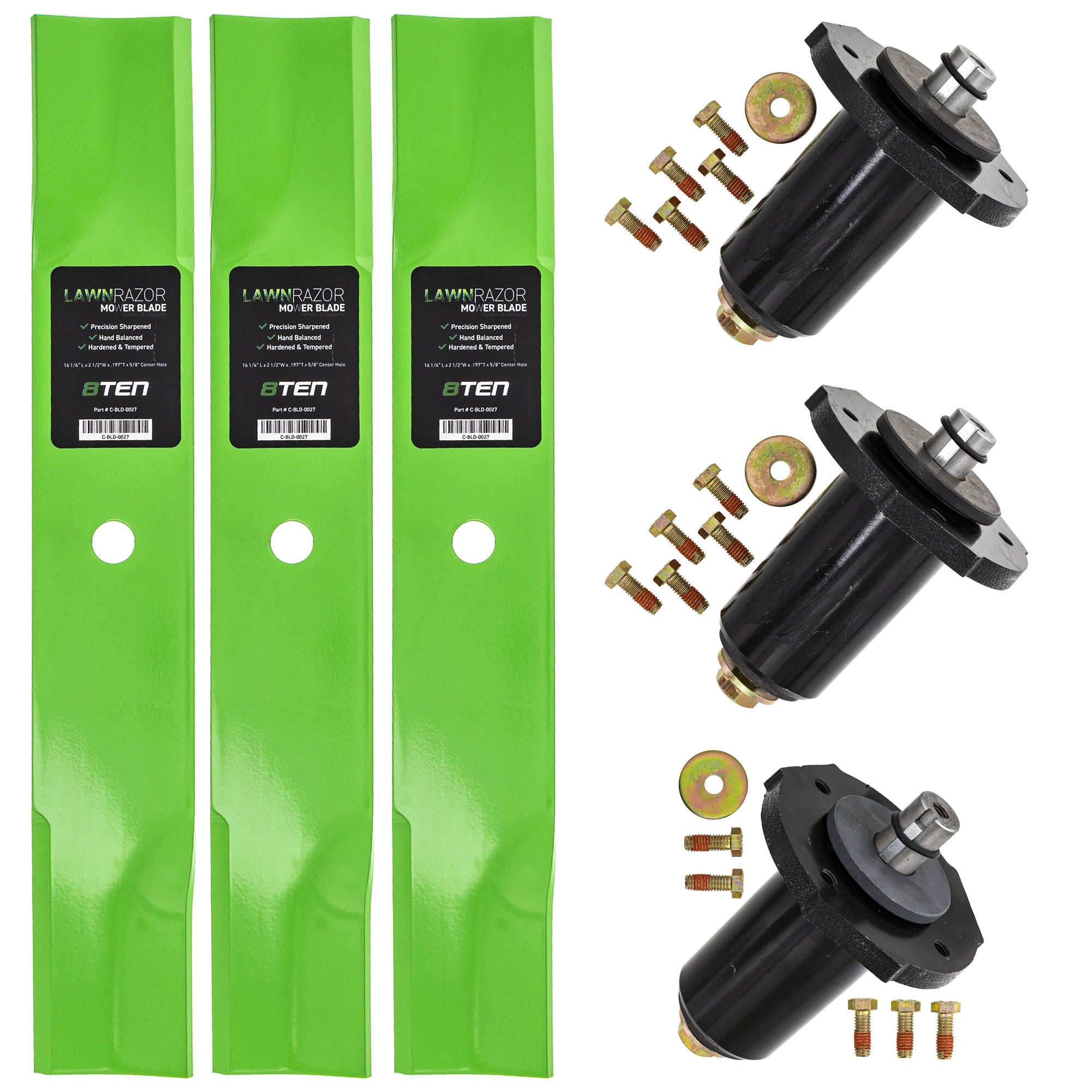 Mower Deck Blades & Spindles Kit for zOTHER Toro Exmark Stens Snapper Simplicity Scag 8TEN MK1001815