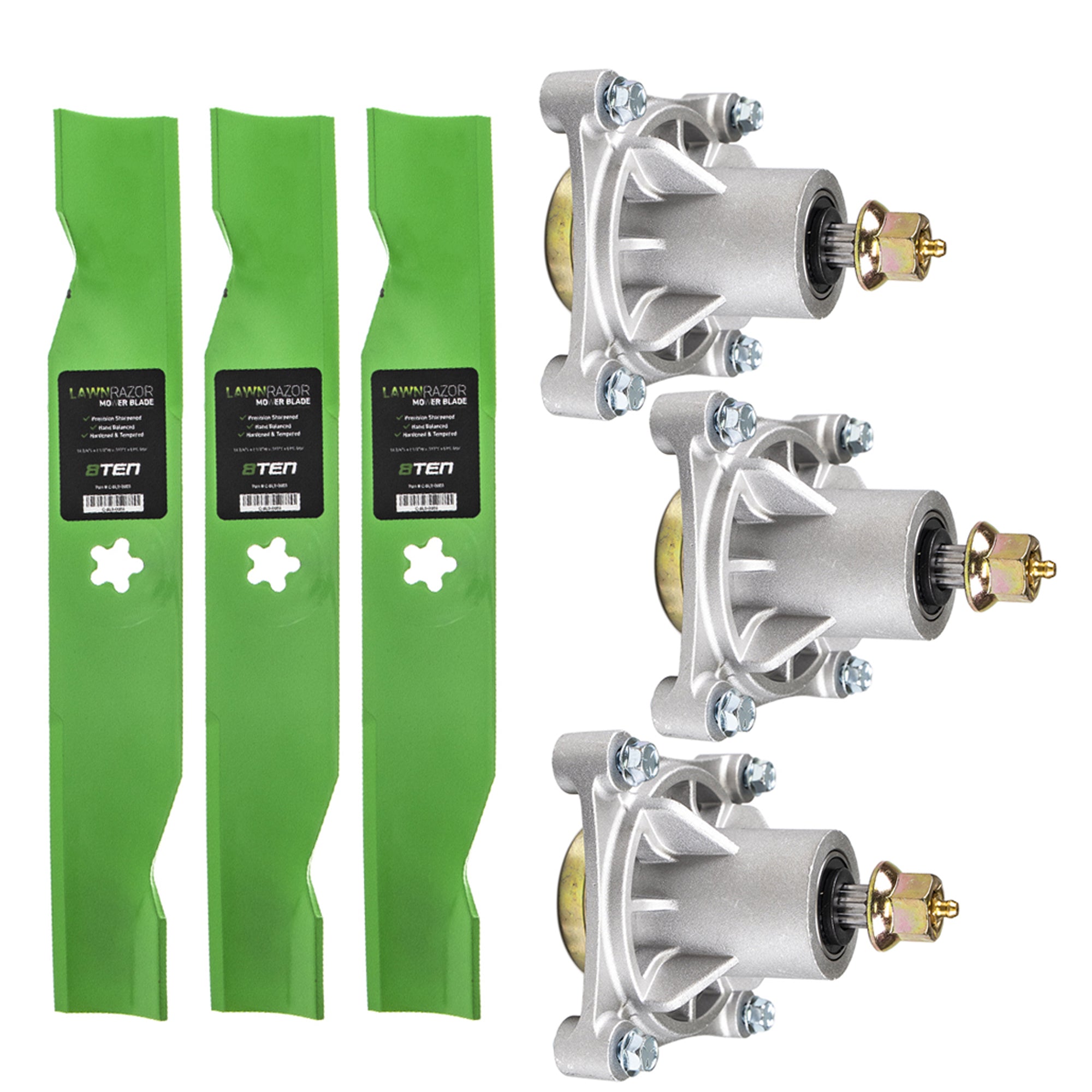 Deck Spindles & Mower Blades Kit for zOTHER Walbro Stens Oregon MTD Cub Cadet Troy-Bilt 8TEN MK1001824