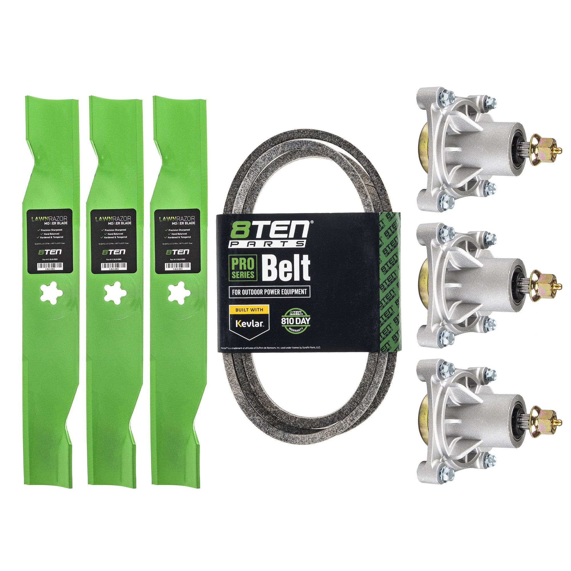 Deck Spindles, Blades, & Belt Kit for zOTHER Walbro Toro Exmark Stens Oregon MTD Cub Cadet 8TEN MK1001825