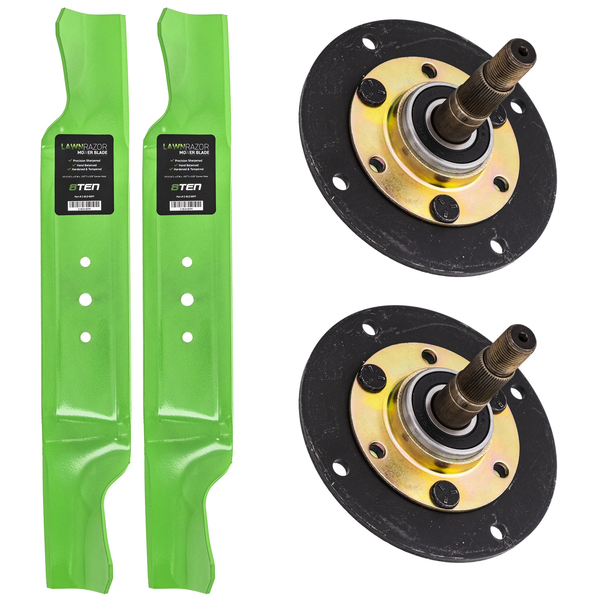 Deck Spindles & Mower Blades Kit for Stens Oregon MTD Cub Cadet Troy-Bilt Pro Power 8TEN MK1001830