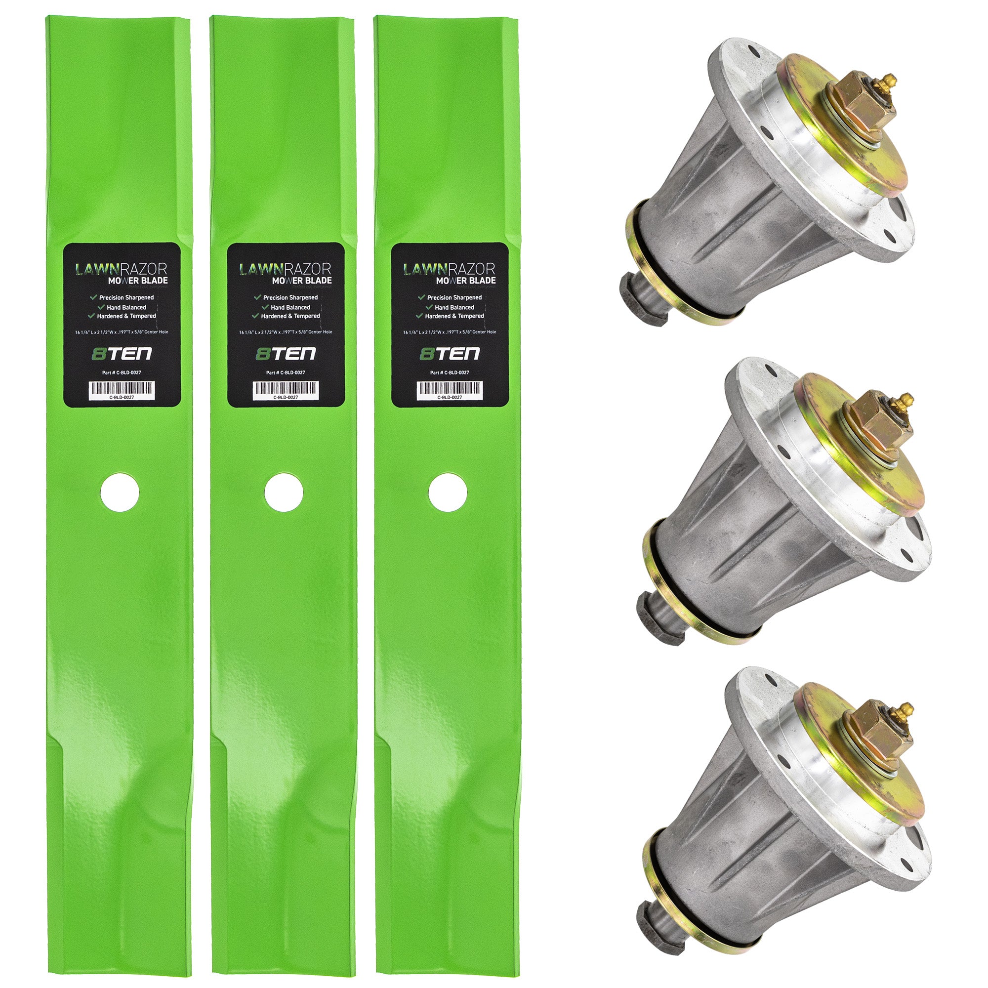 Deck Spindles & Mower Blades Kit for zOTHER Toro Exmark Stens Snapper Simplicity Scag 8TEN MK1001844