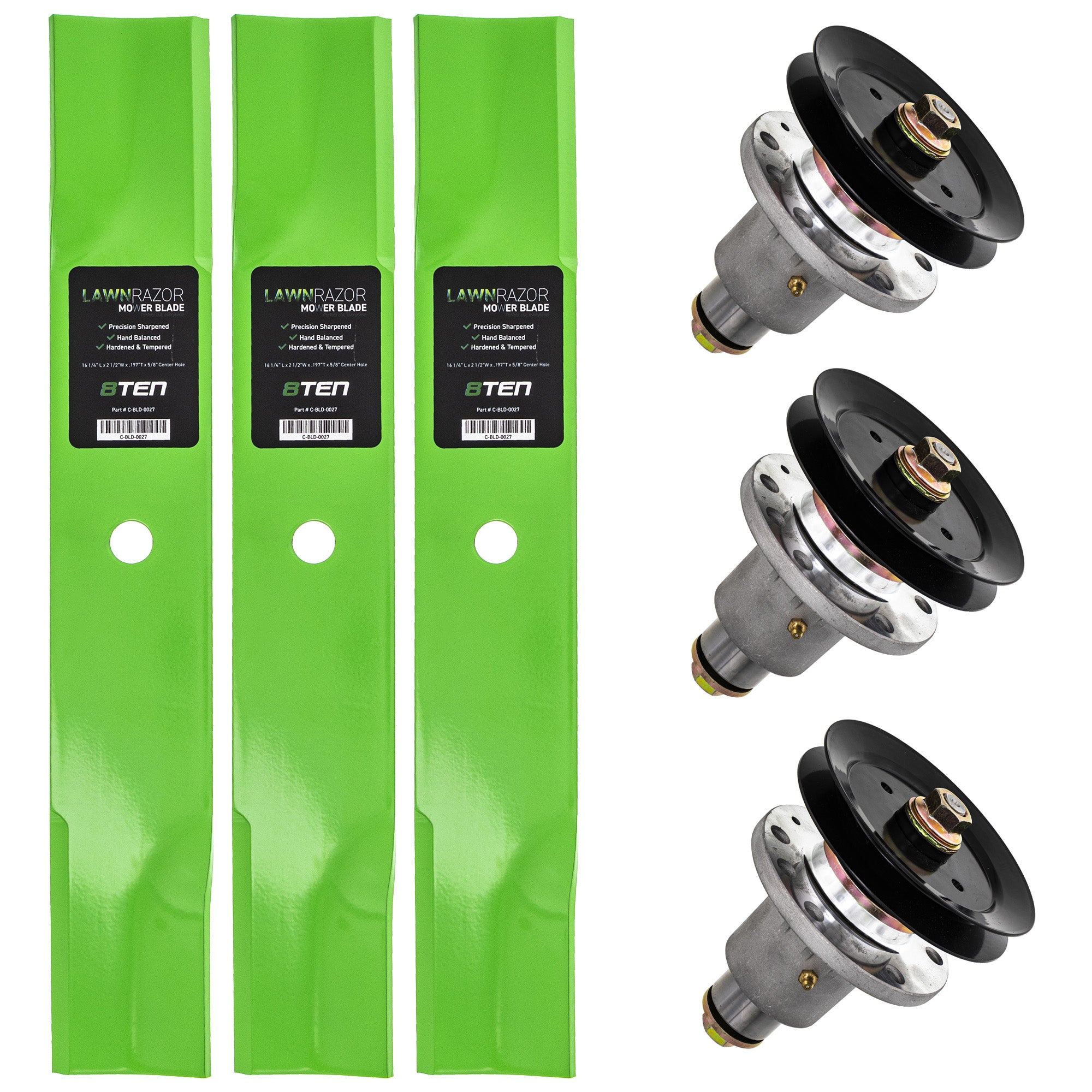 Deck Spindles & Mower Blades Kit for zOTHER Toro Exmark Stens Snapper Simplicity Scag 8TEN MK1001853