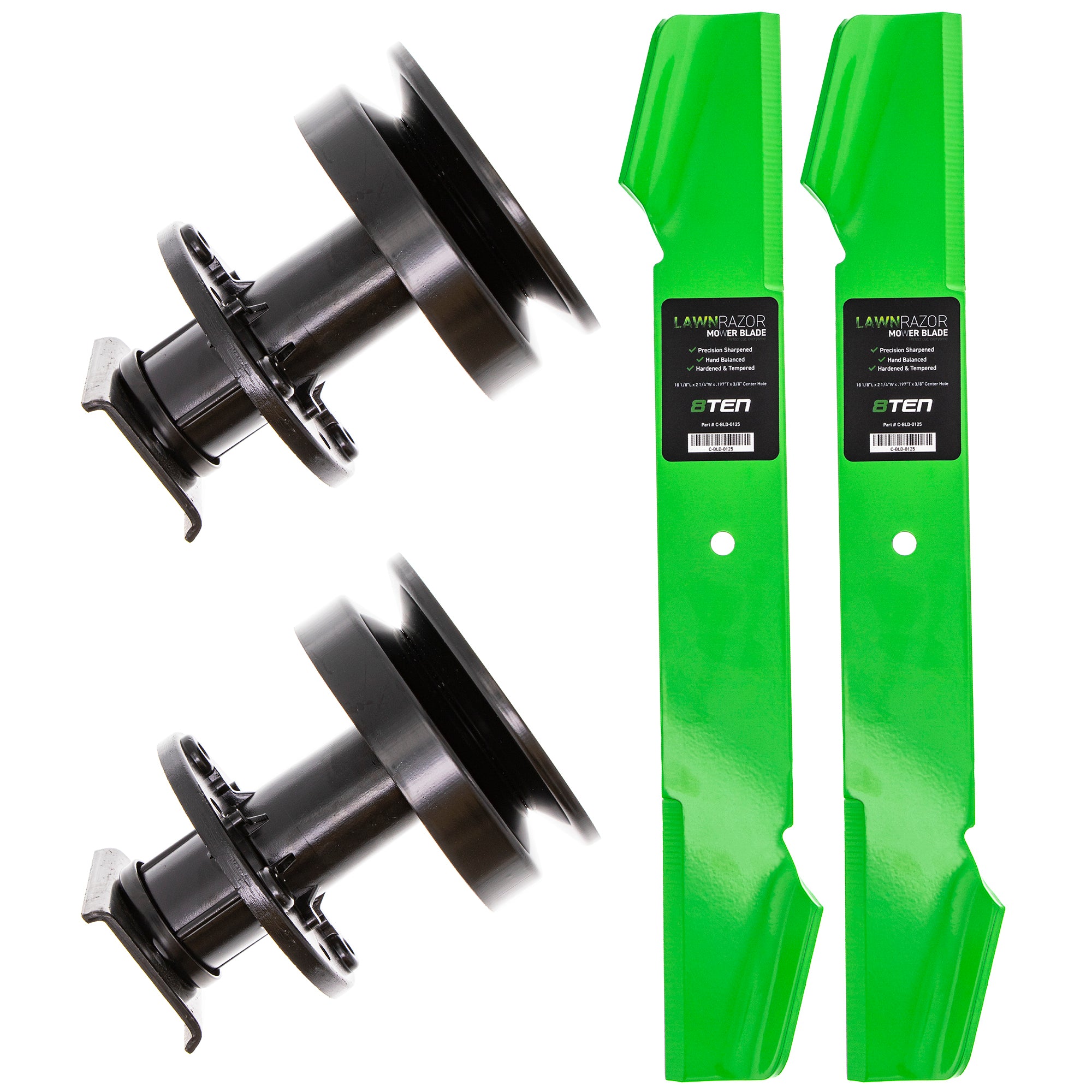 Deck Spindles & Mower Blades Kit for zOTHER Stens Partner Oregon Husqvarna Poulan 8TEN MK1007823