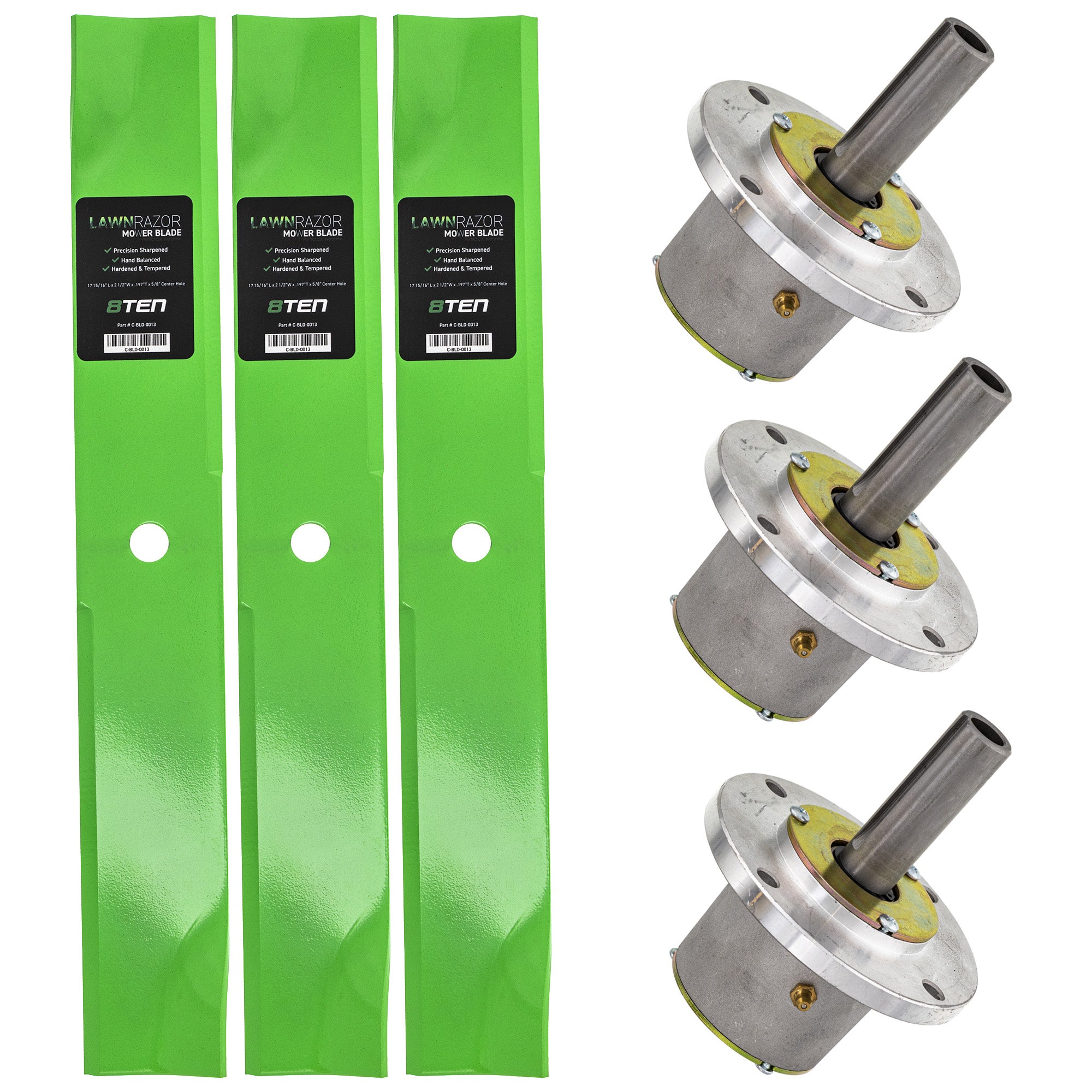 Deck Spindles & Mower Blades Kit for zOTHER Toro Exmark Stens STEINER SIMPLICITY Oregon 8TEN MK1001887