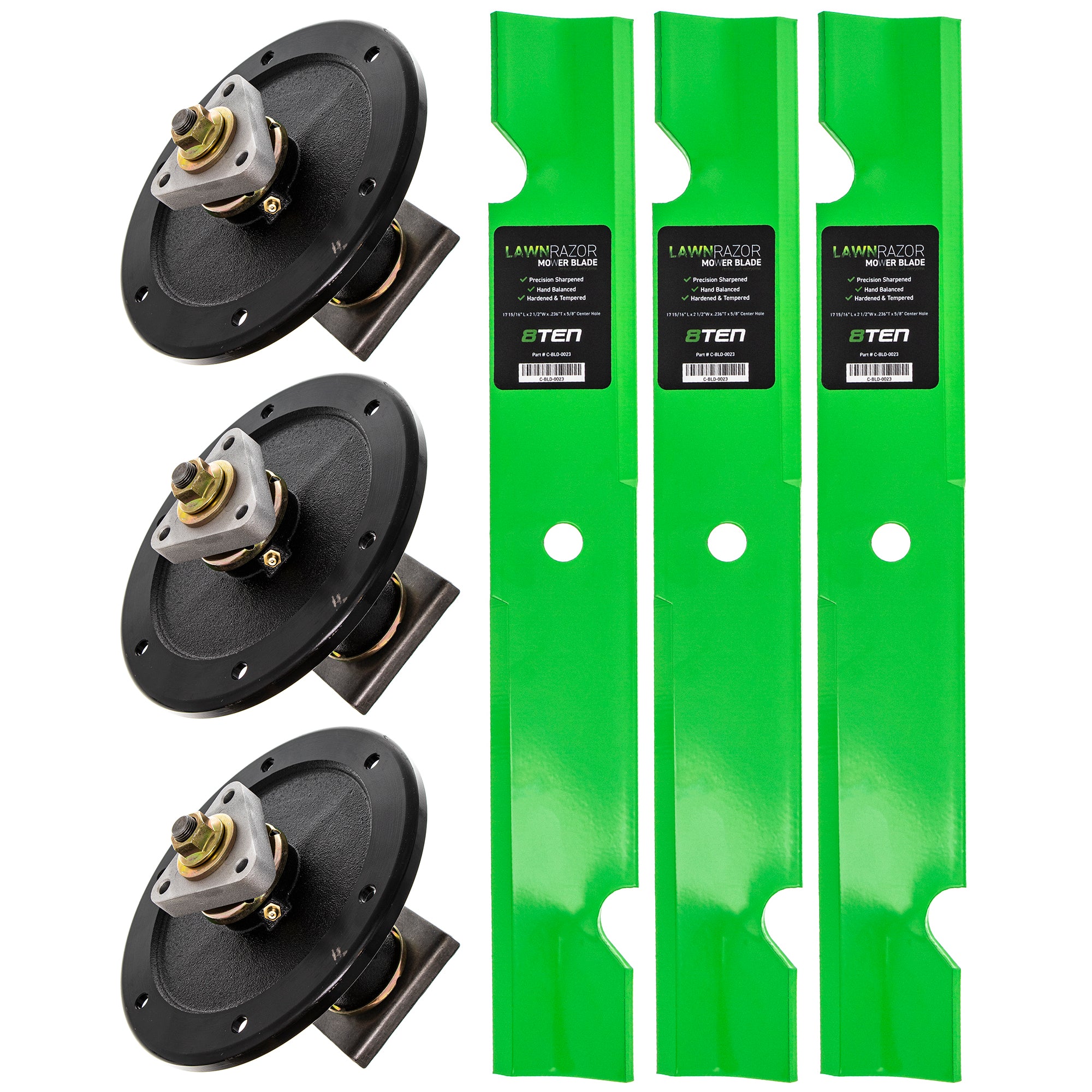 Mower Deck Blades & Spindles Kit for zOTHER Toro Exmark Stens STEINER Snapper Oregon MTD 8TEN MK1001908