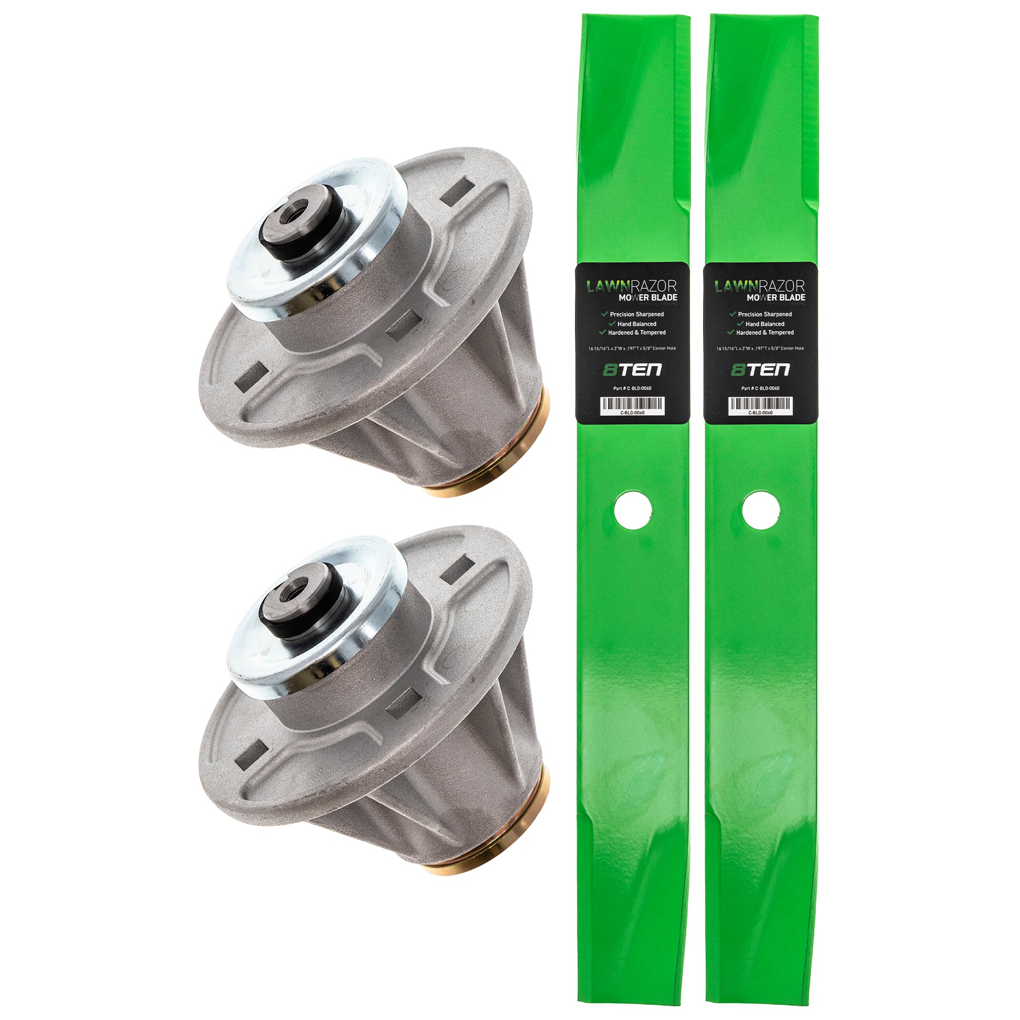 Deck Spindles & Mower Blades Kit for Stens Oregon Lesco Dixon Ariens Gravely ZT Mini-ZT 8TEN MK1001912