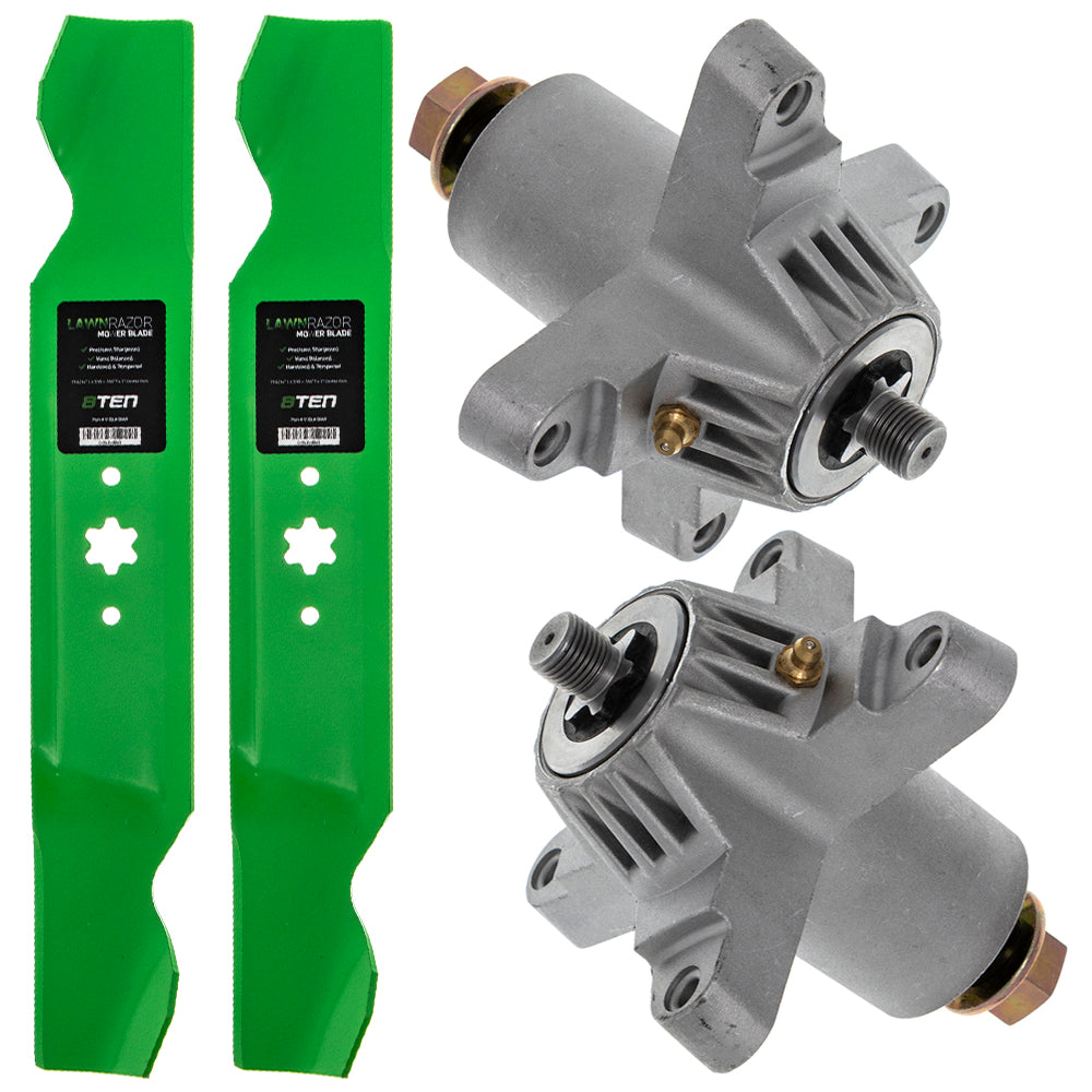 Deck Spindles & Mower Blades Kit for Walbro Stens Oregon MTD Cub Cadet Troy-Bilt KUBOTA 8TEN MK1001913