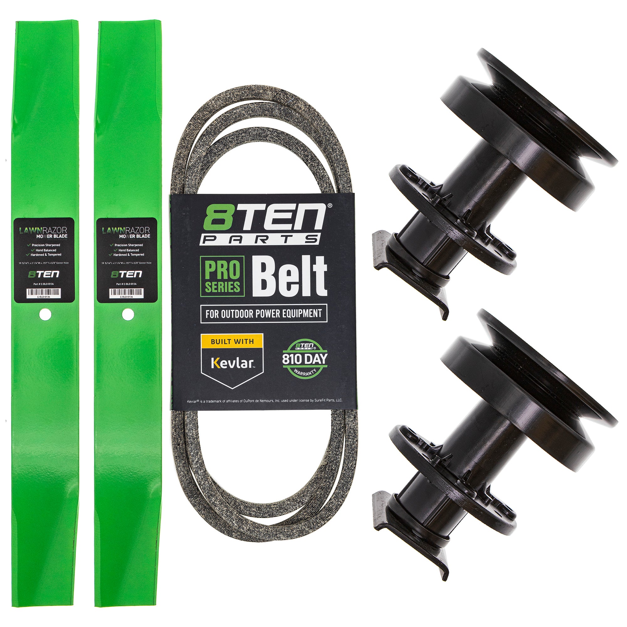 Deck Spindles, Blades, & Belt Kit for Stens Partner Oregon John Deere Husqvarna Poulan 8TEN MK1001922