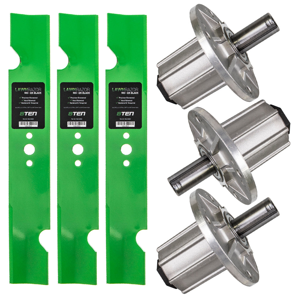 Deck Spindles Notched High Lift Blade for zOTHER Toro Exmark Tecumseh Stens Snapper 8TEN MK1001937