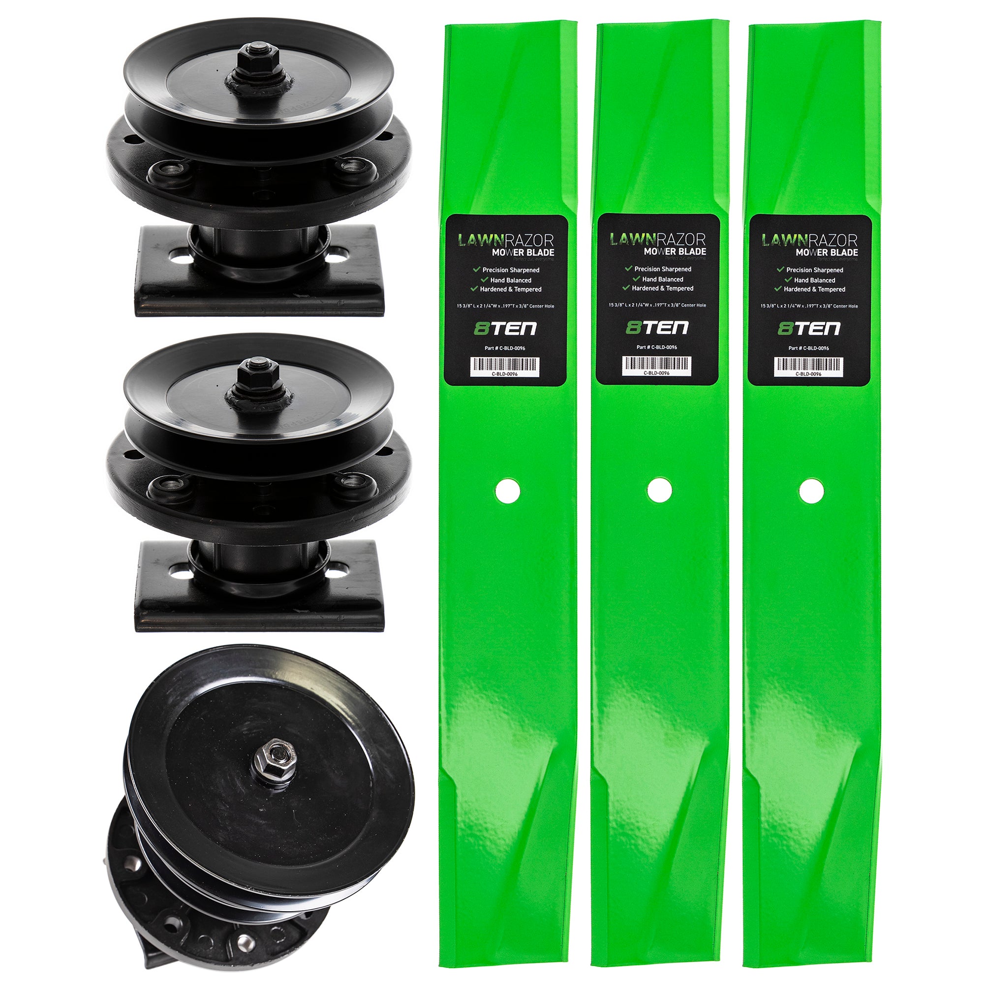 Mower Deck Blades & Spindles Kit for Stens Oregon MTD Cub Cadet Troy-Bilt Husqvarna Poulan 8TEN MK1001948