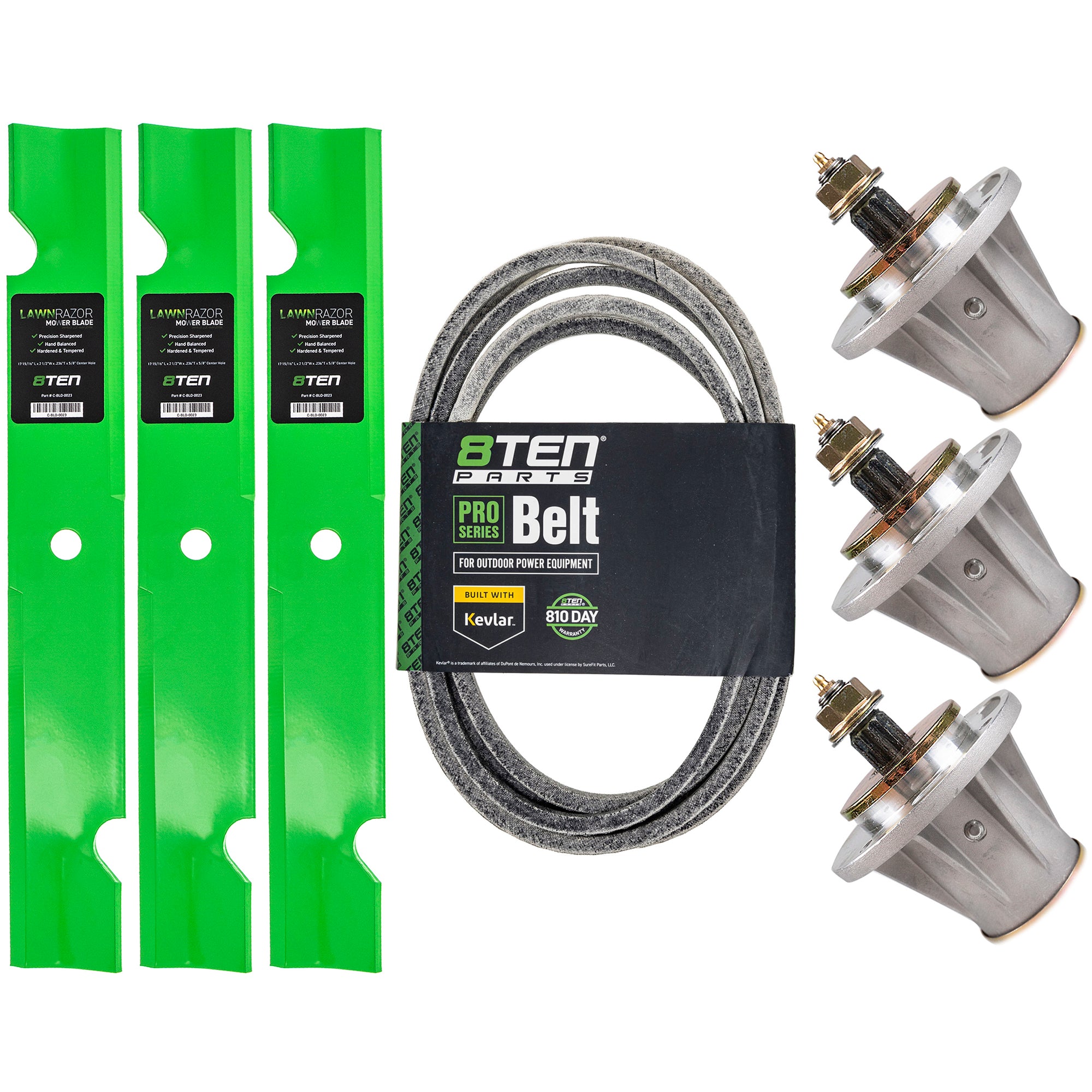 Deck Spindles, Blades, & Belt Kit for zOTHER Toro Exmark Stens STEINER Snapper Oregon MTD 8TEN MK1001965