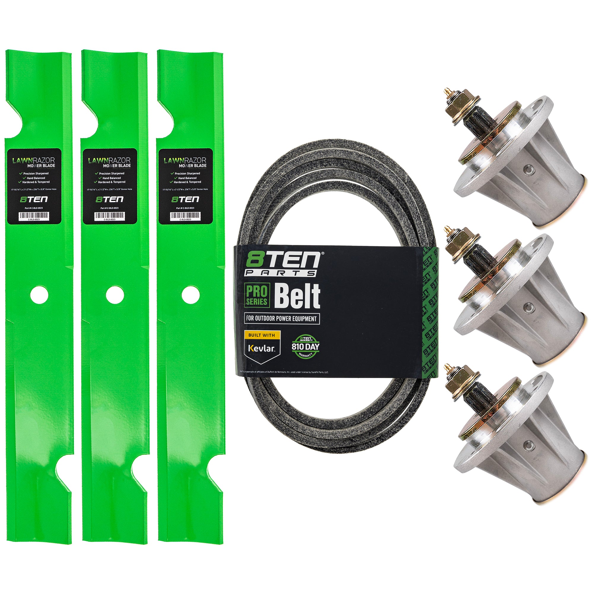 Deck Spindles, Blades, & Belt Kit for zOTHER Toro Exmark Stens STEINER Snapper Oregon MTD 8TEN MK1001966