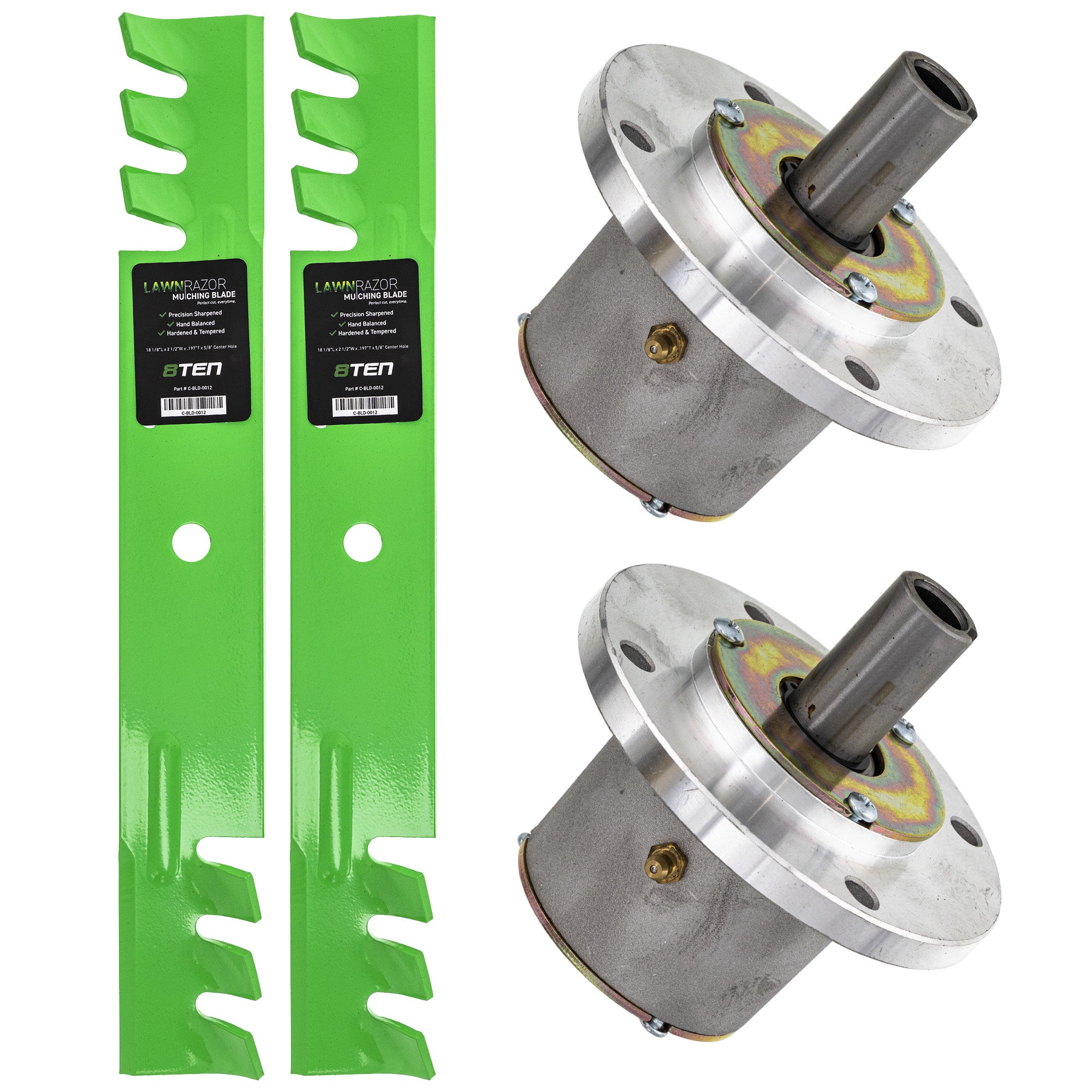 Deck Spindles & Mulching Blades Kit for zOTHER YAZOO-KEES Wright Stander Walbro Toro 8TEN MK1002073