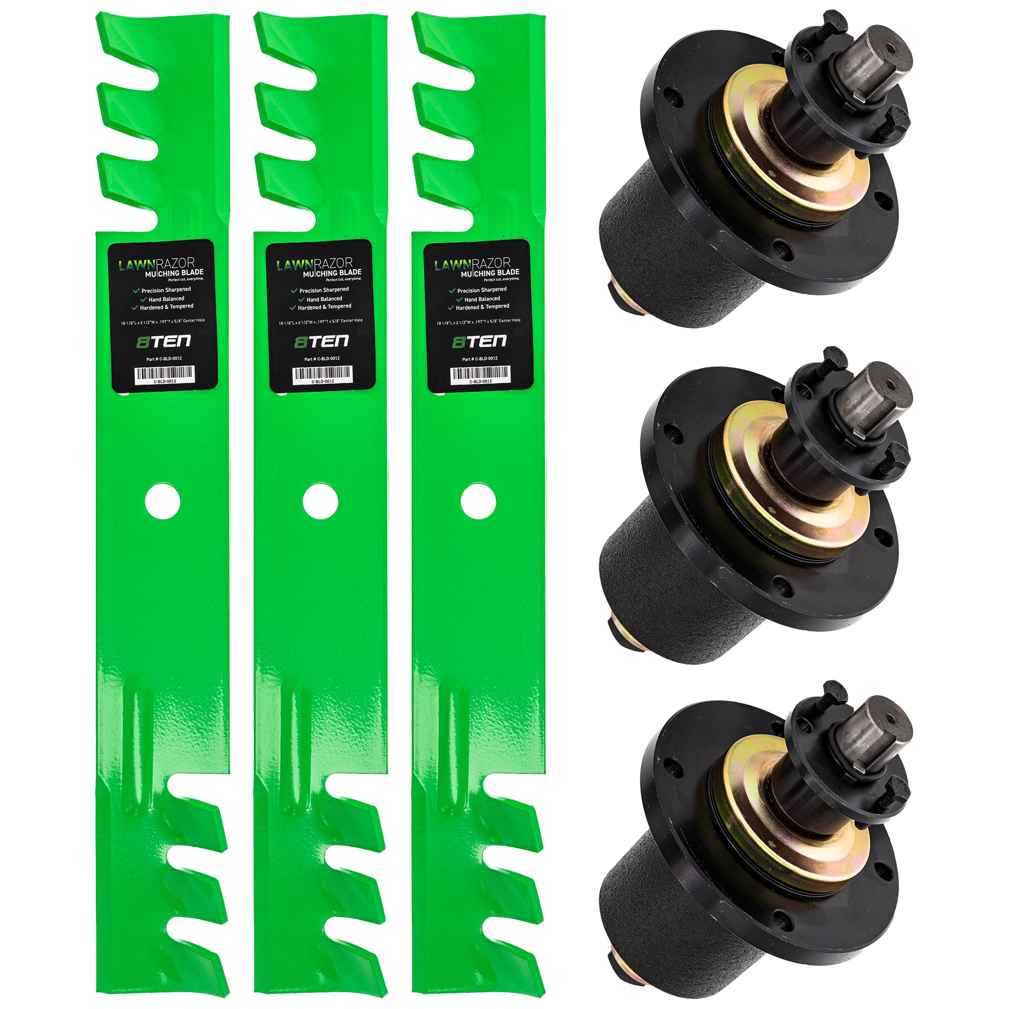 Deck Spindles & Mulching Blades Kit for zOTHER Wright Stander Wright Walbro Toro Exmark 8TEN MK1002089