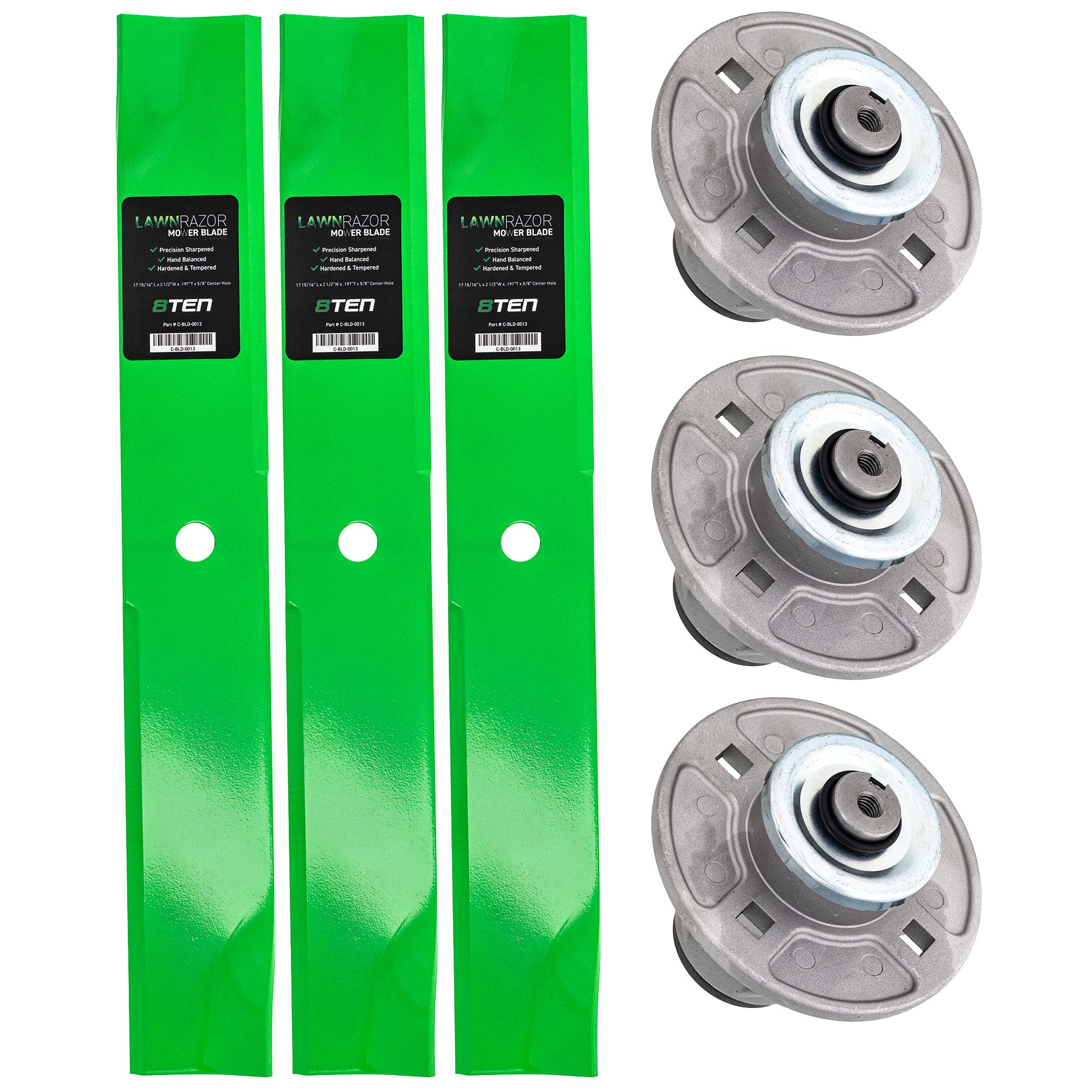 Deck Spindle & Mower Blade Kit for Toro Exmark Stens STEINER SIMPLICITY Oregon MTD Cub 8TEN MK1002090