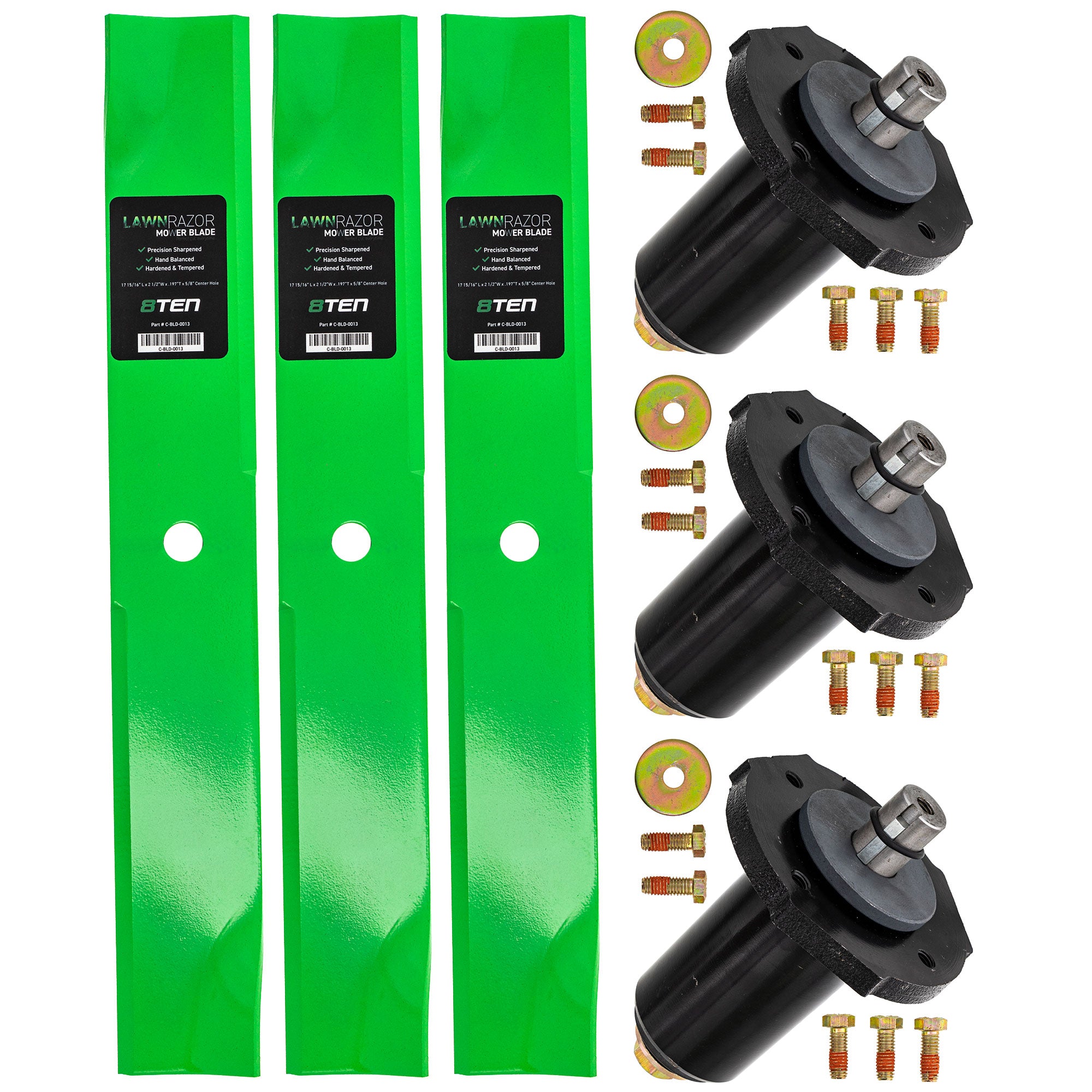 Deck Spindle & Mower Blade Kit for zOTHER Toro Exmark Stens STEINER SIMPLICITY Oregon MTD 8TEN MK1002091