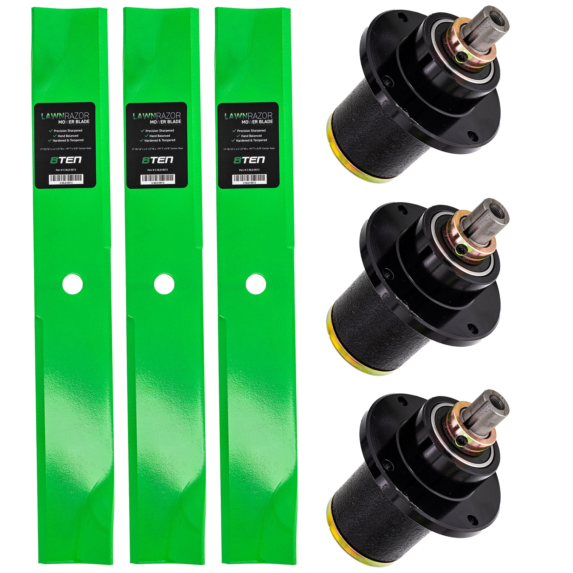 Deck Spindle & Mower Blade Kit for Toro Exmark Stens STEINER SIMPLICITY Oregon MTD Cub 8TEN MK1002093