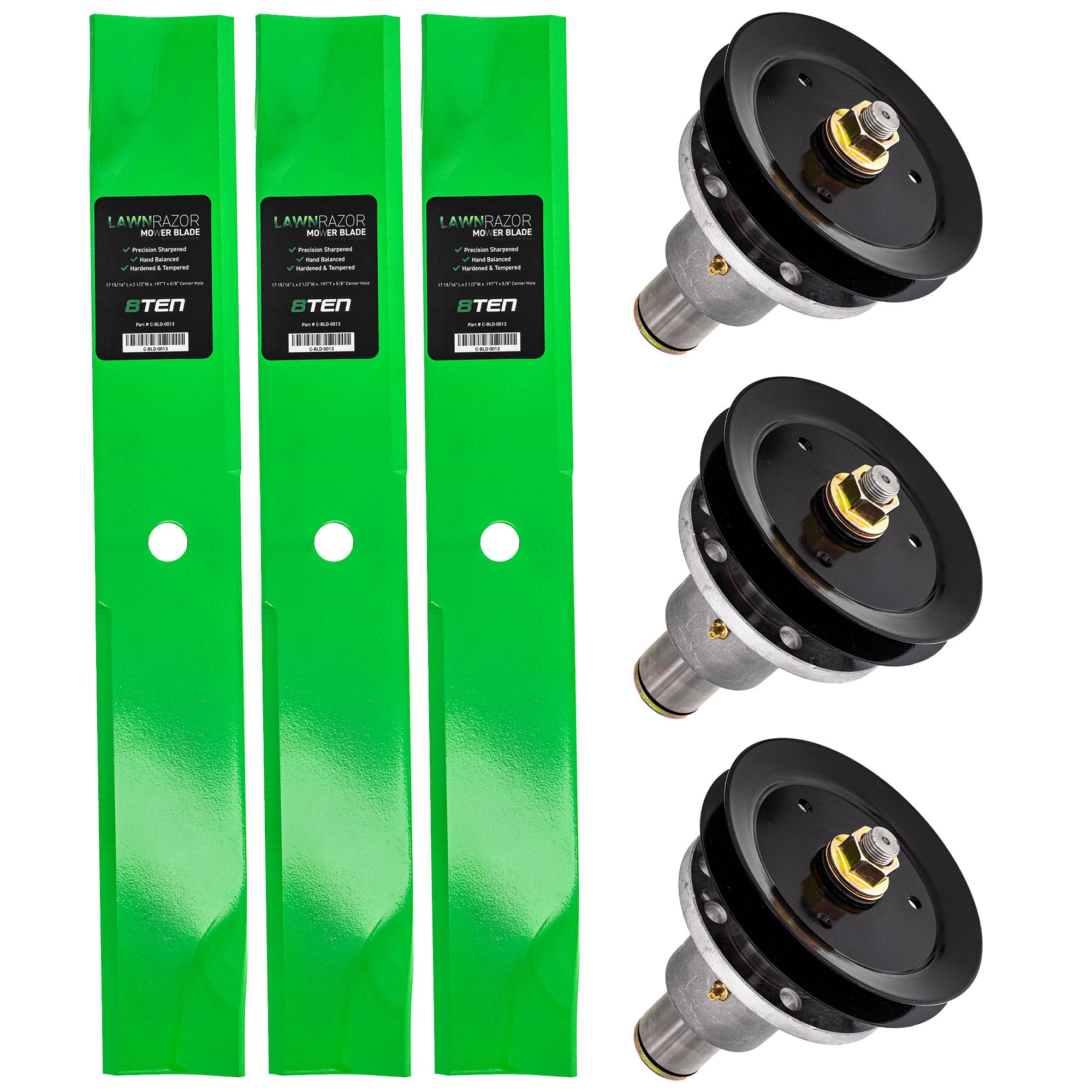 Deck Spindle & Mower Blade Kit for Toro Exmark Stens STEINER SIMPLICITY Oregon MTD Cub 8TEN MK1002099