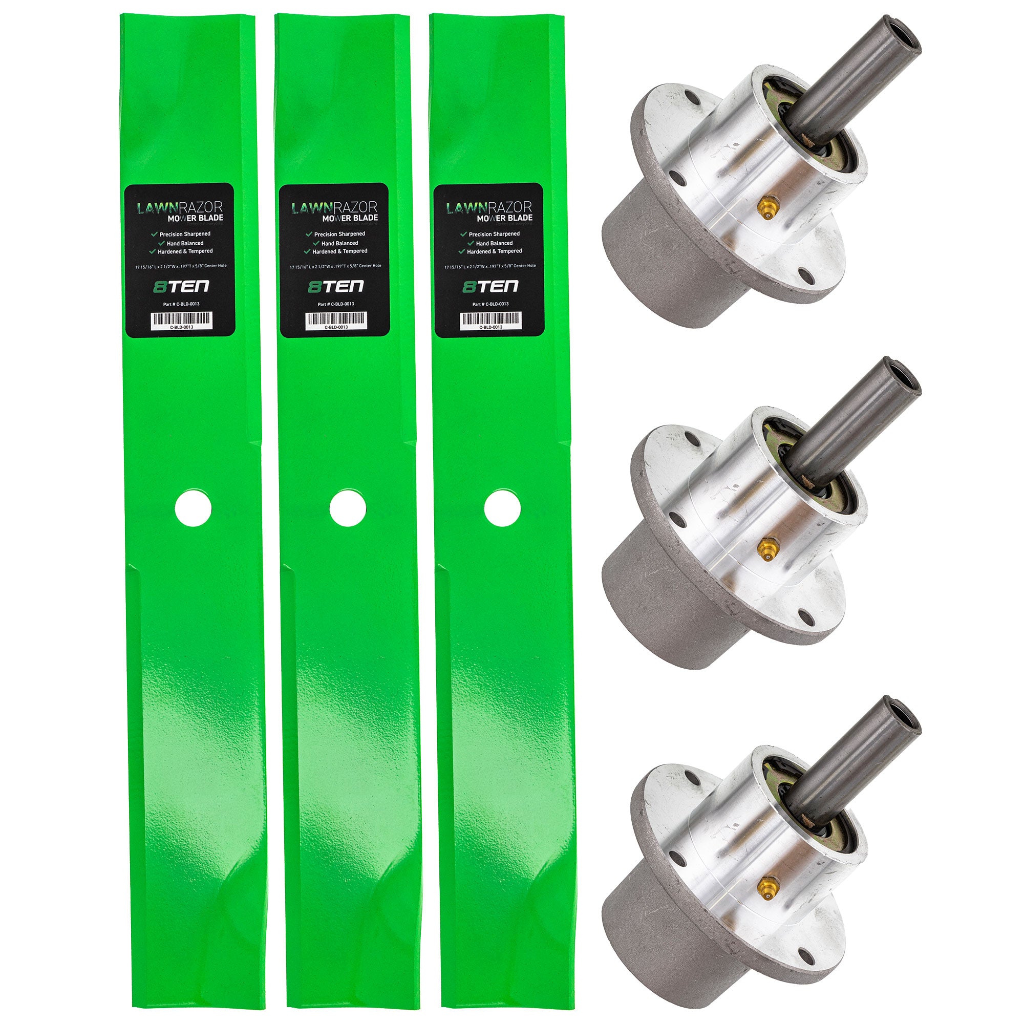 Deck Spindle & Mower Blade Kit for Wright Stander Toro Exmark Stens STEINER Snapper 8TEN MK1002144