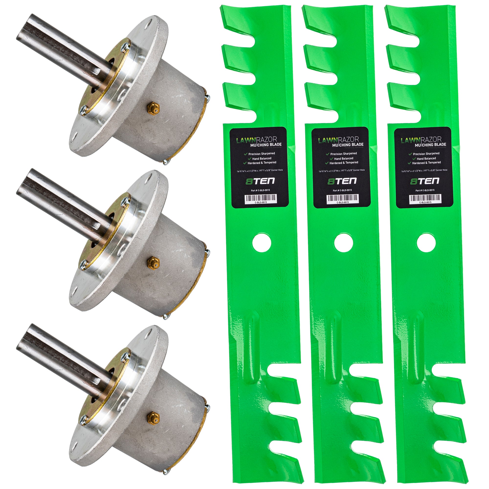 Deck Spindles & Mulching Blades Kit for zOTHER Wright Stander Walbro Toro Exmark Stens 8TEN MK1002154