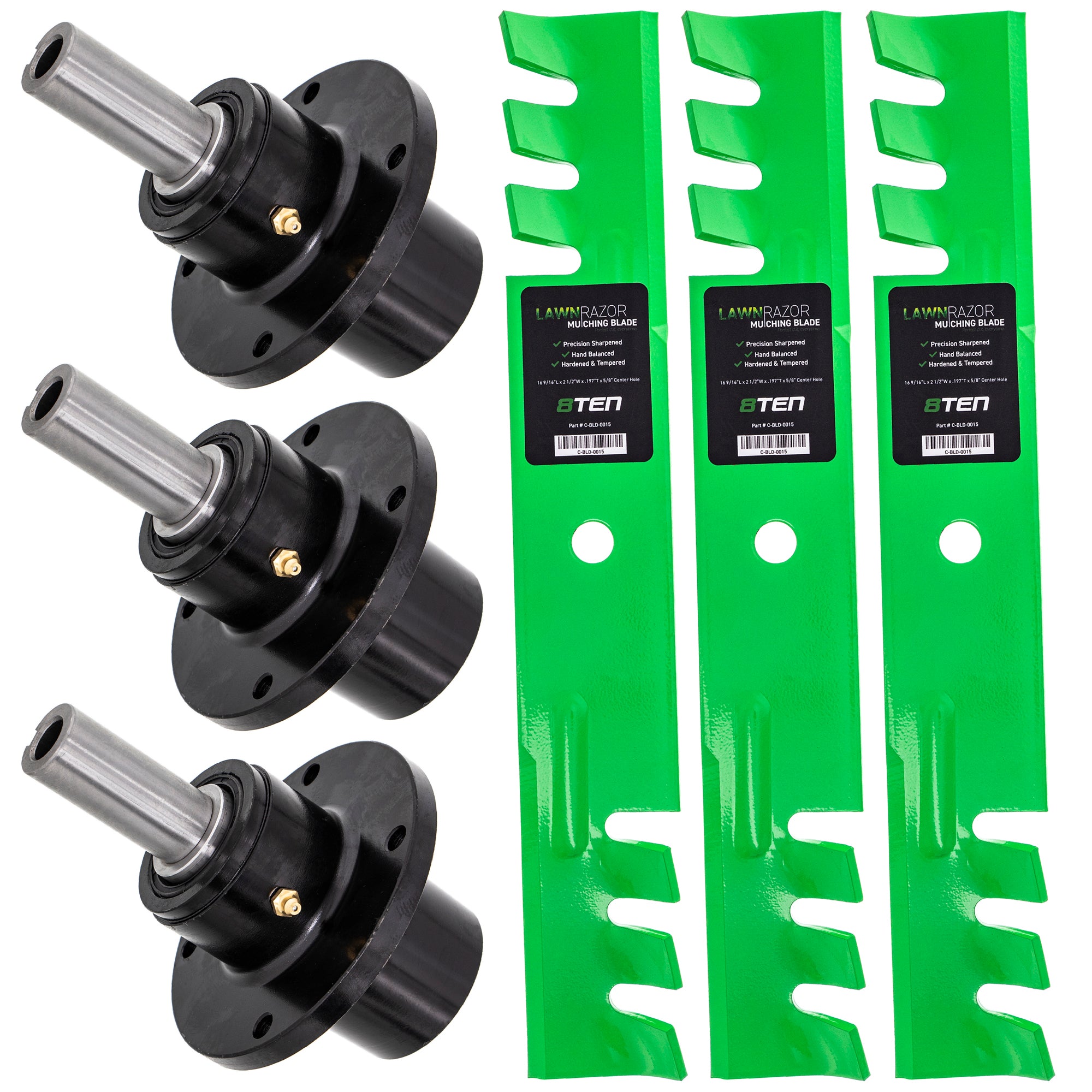 Deck Spindles & Mulching Blades Kit for zOTHER Wright Stander Walbro Toro Exmark Stens 8TEN MK1002155