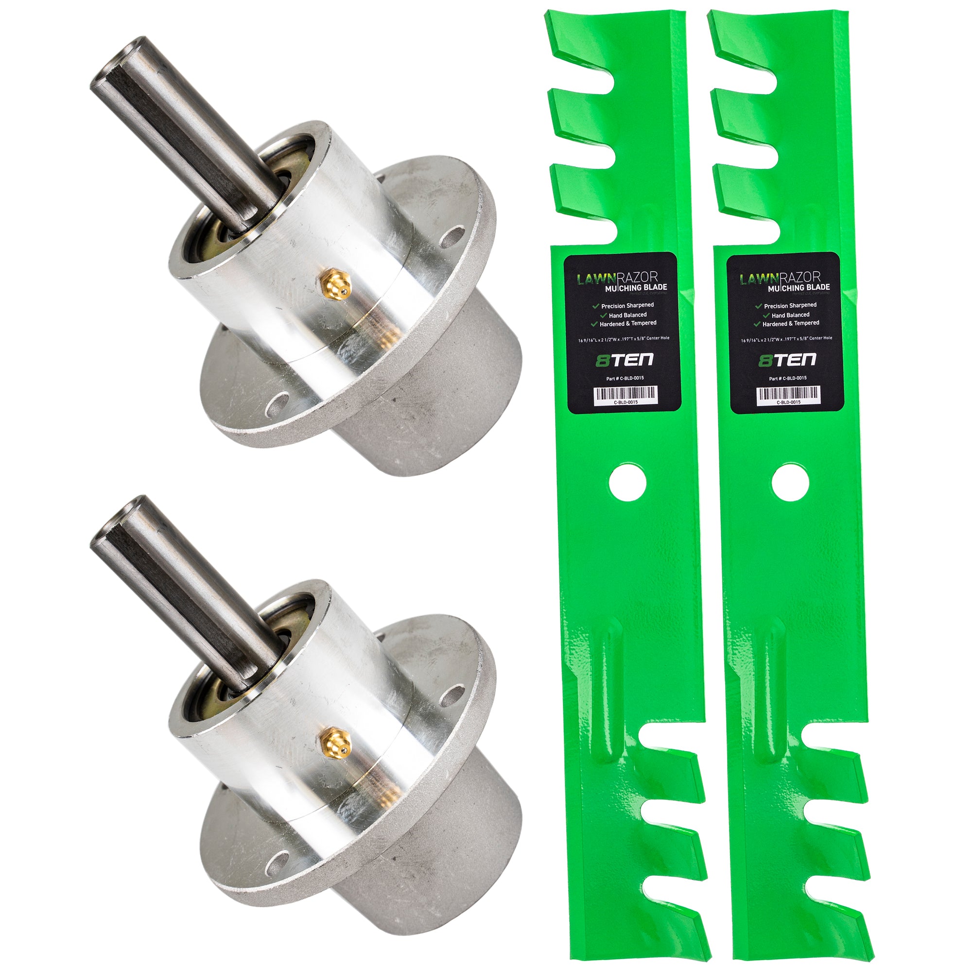 Deck Spindles & Mulching Blades Kit for Wright Stander Walbro Toro Exmark Stens Snapper 8TEN MK1002157