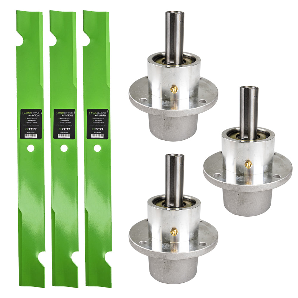 Deck Spindles & Mower Blades Kit for Wright Stander Stens Snapper Oregon MTD Cub Cadet 8TEN MK1002189