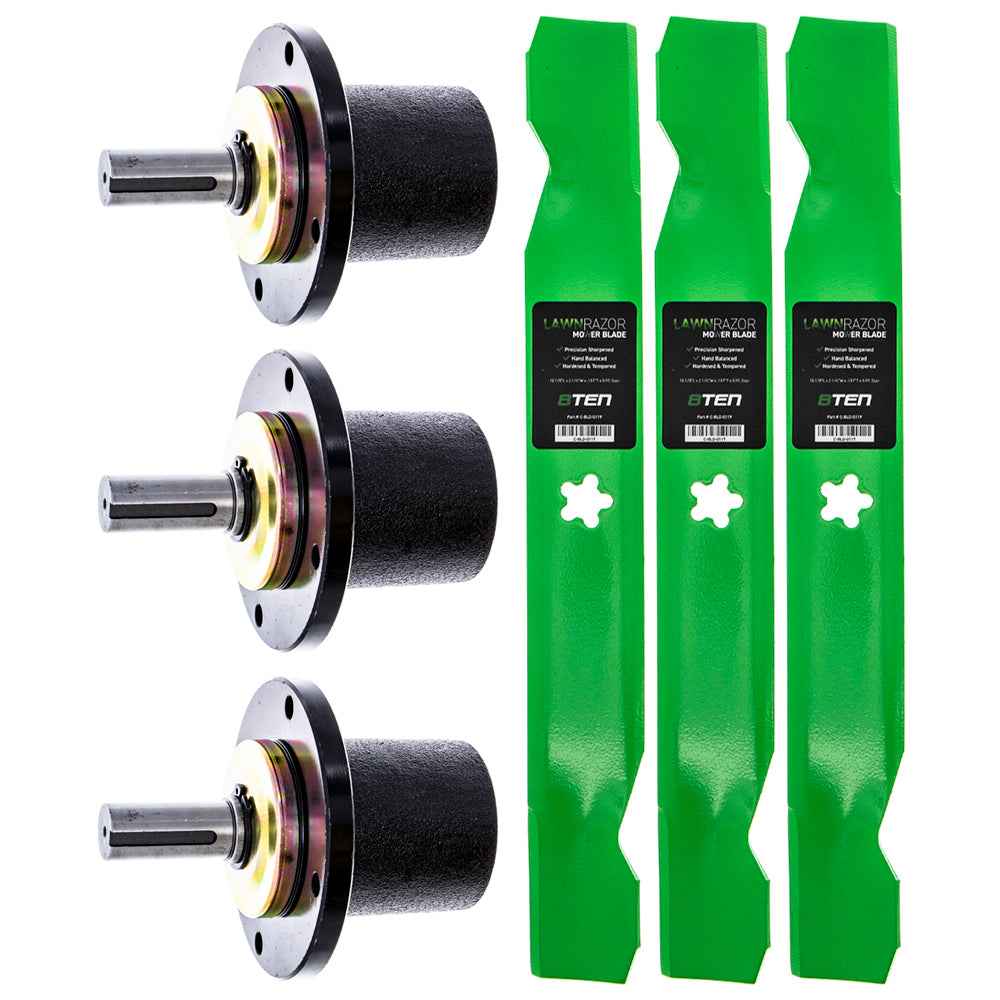Deck Spindles & Mower Blades Kit for zOTHER Wright Stander Wright Walbro Stens Snapper 8TEN MK1002191