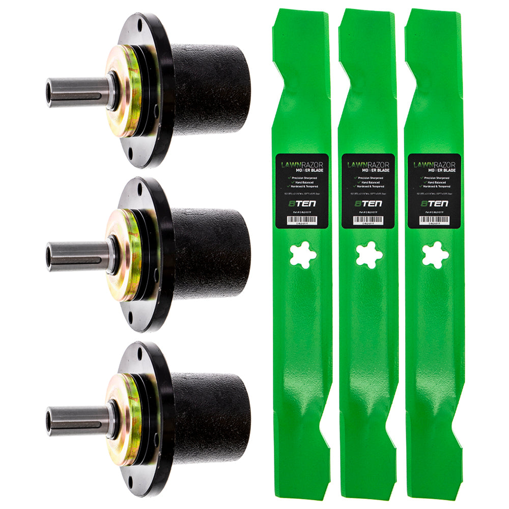 Deck Spindles & Mower Blades Kit for Wright Stander Wright Walbro Stens Snapper Scag 8TEN MK1002192