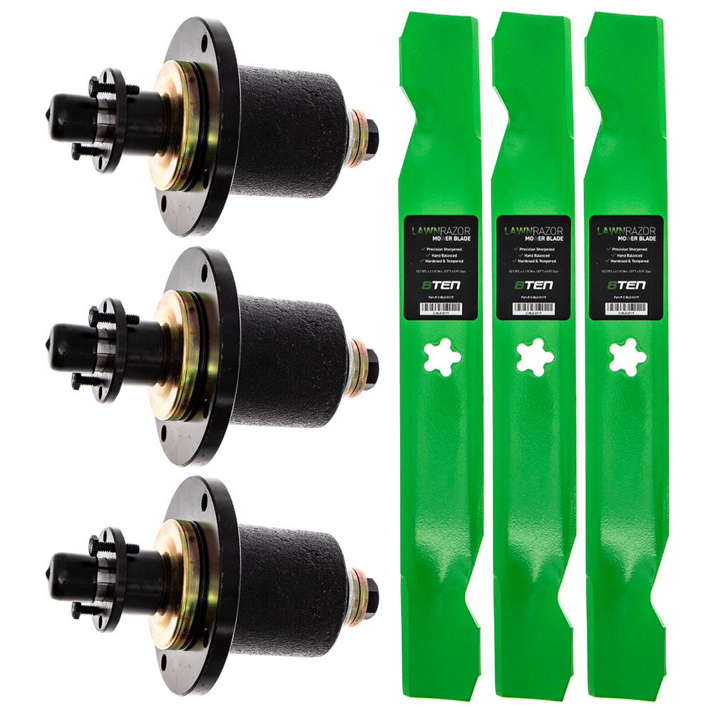 Deck Spindles & Mower Blades Kit for Wright Stander Wright Walbro Stens Snapper Scag 8TEN MK1002193