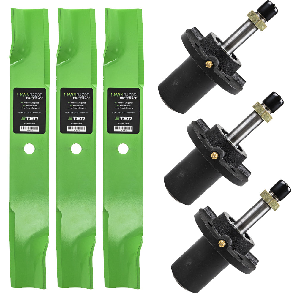 Deck Spindles & Mower Blades Kit for zOTHER Toro Exmark Stens Oregon MTD Cub Cadet 8TEN MK1002195