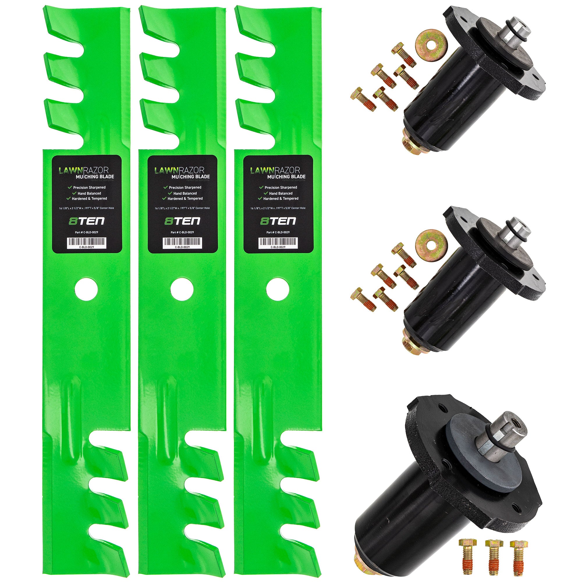 Mower Deck Spindles & Blades Kit for zOTHER Toro Exmark Snapper Simplicity Oregon MTD Cub 8TEN MK1002197