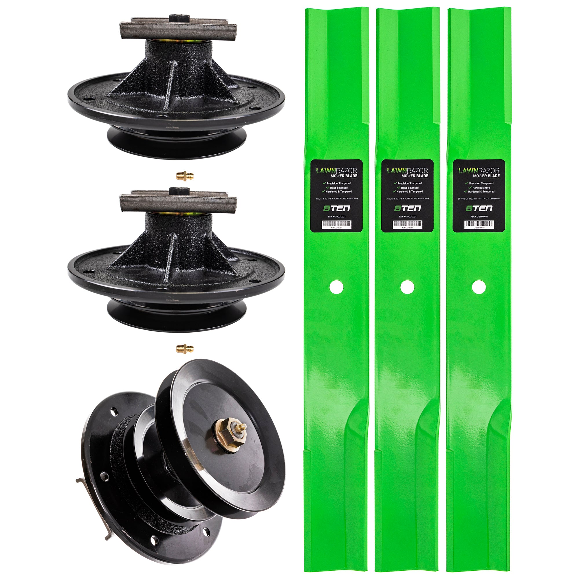Mower Deck Spindles & Blades Kit for zOTHER Toro Exmark-WHEELHORSE Toro Exmark Stens 8TEN MK1002201
