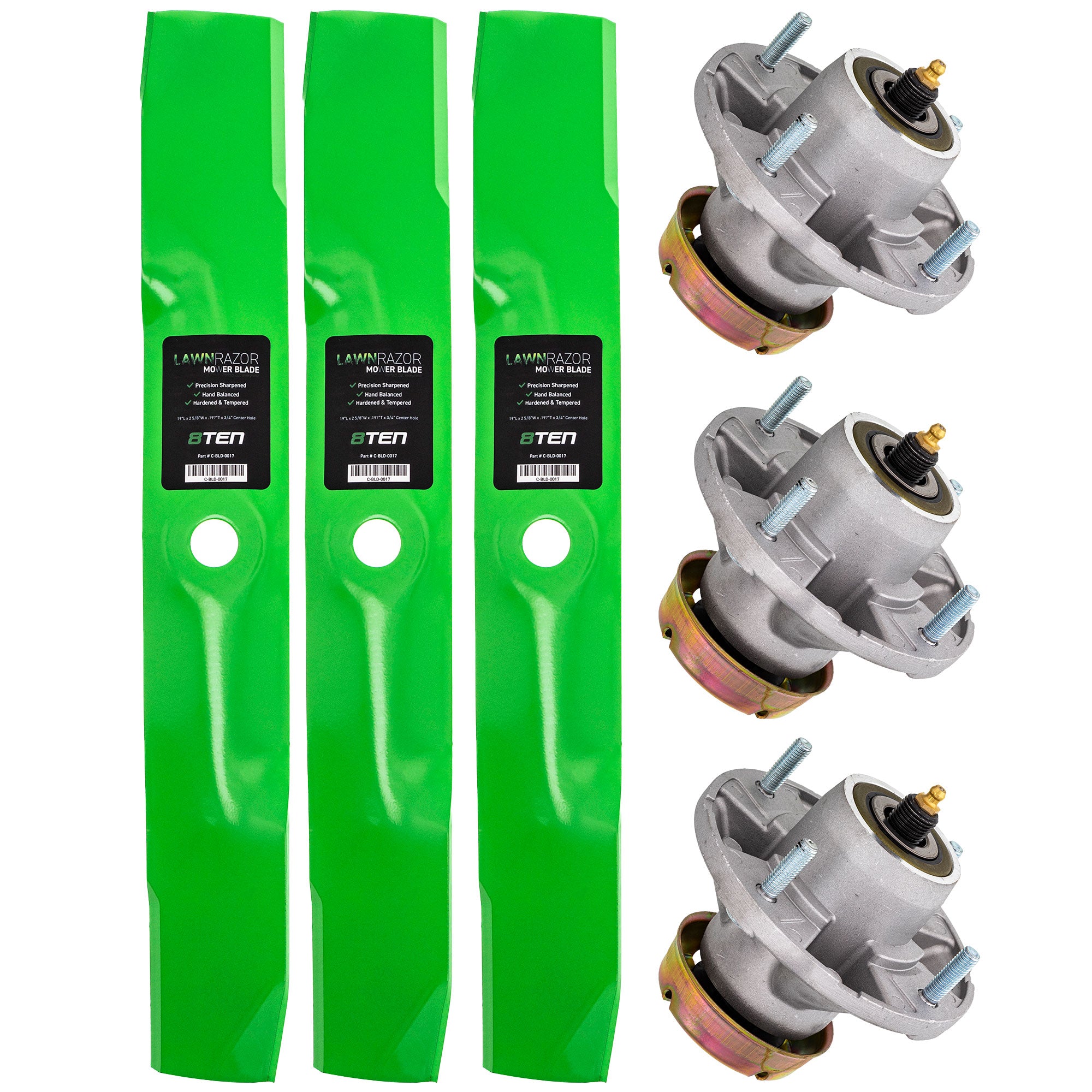 Deck Spindle Mower Blade Kit For John Deere 8TEN