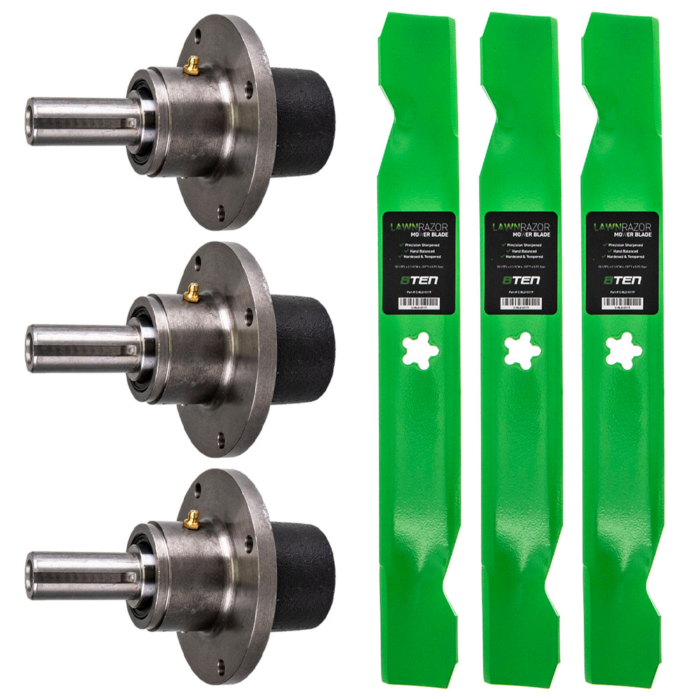 Deck Spindles & Mower Blades Kit for Wright Stander Walbro Stens Snapper Scag Oregon 8TEN MK1002208
