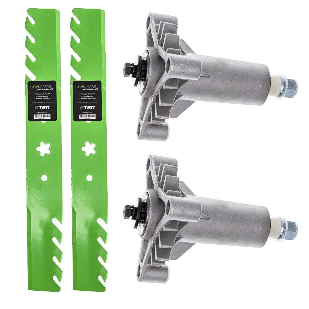 Deck Spindles & Mulching Blades Kit for zOTHER Stens Oregon MTD Cub Cadet Troy-Bilt 8TEN MK1002230