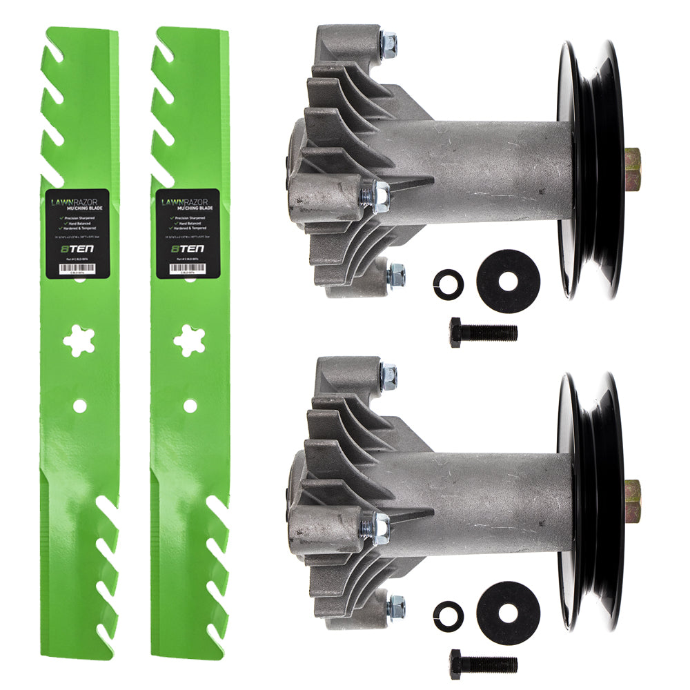 Spindle Pulley Mulching Blade Kit for zOTHER Stens Oregon MTD Cub Cadet Troy-Bilt 8TEN MK1002232