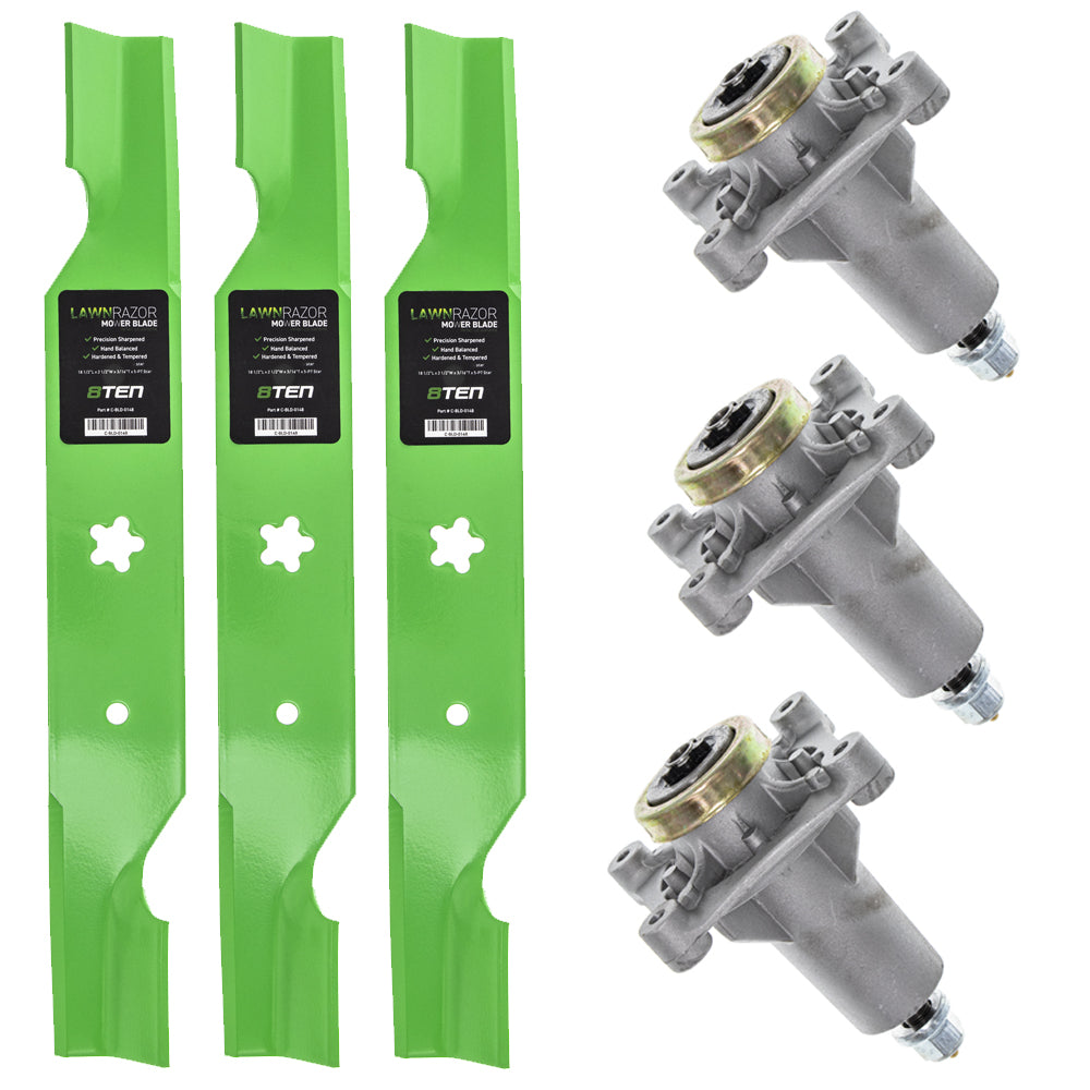 Deck Spindle & Mower Blade Kit for Stens Oregon MTD Cub Cadet Troy-Bilt Husqvarna Poulan 8TEN MK1002266