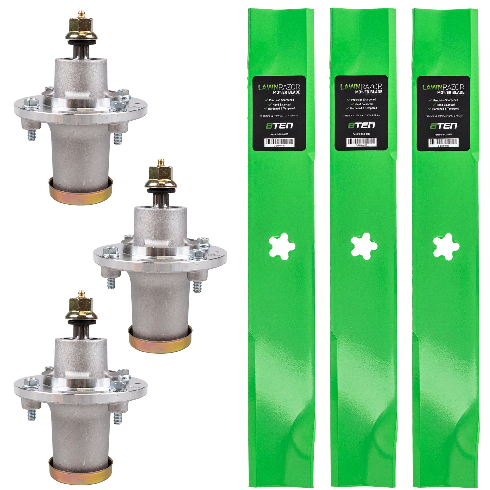 Deck Spindle & Mower Blade Kit for Stens Oregon MTD Cub Cadet Troy-Bilt Husqvarna Poulan 8TEN MK1002268