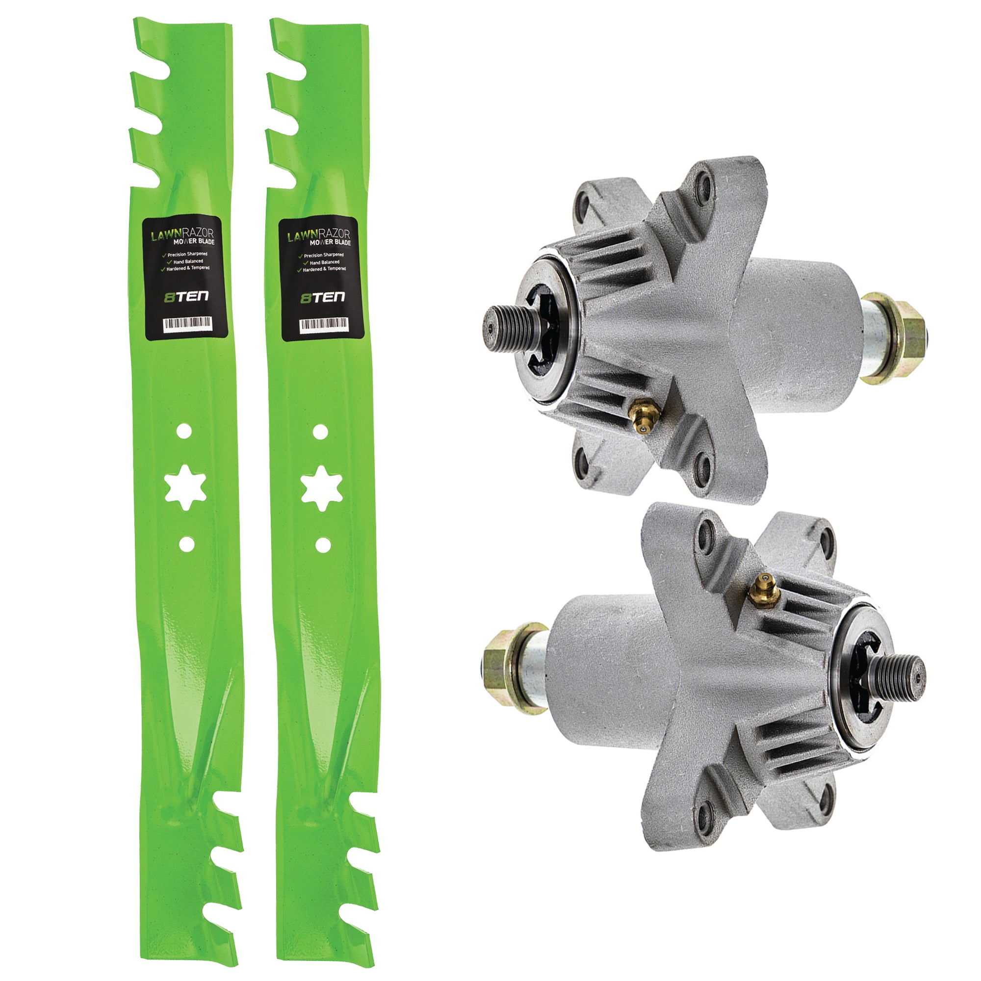 Deck Spindles & Mulching Blades Kit for zOTHER Toro Exmark Stens Oregon MTD Cub Cadet 8TEN MK1002270