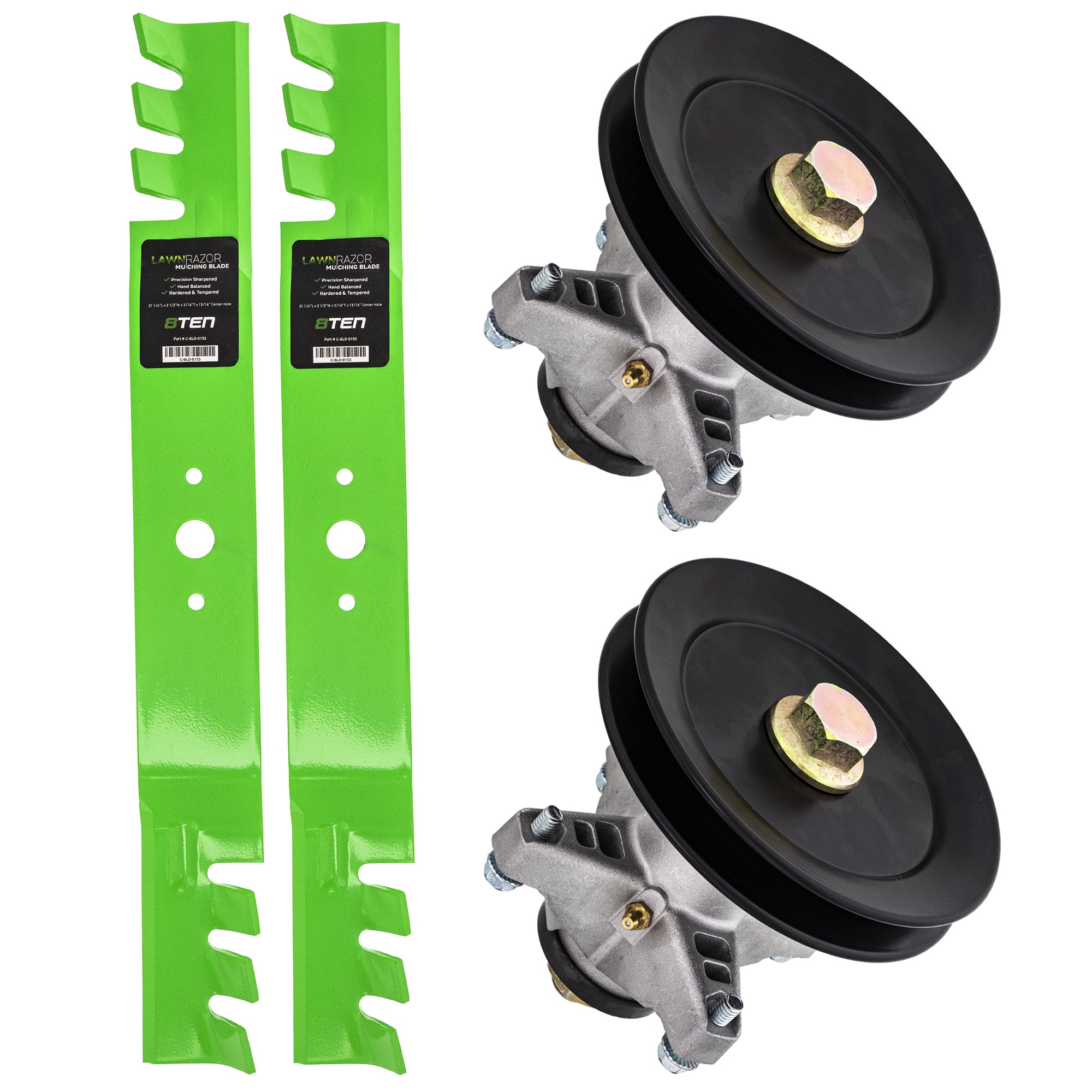 Spindle Pulley Toothed Blade Kit for Stens Oregon MTD Cub Cadet Troy-Bilt Cadet 918-04124A 8TEN MK1002275