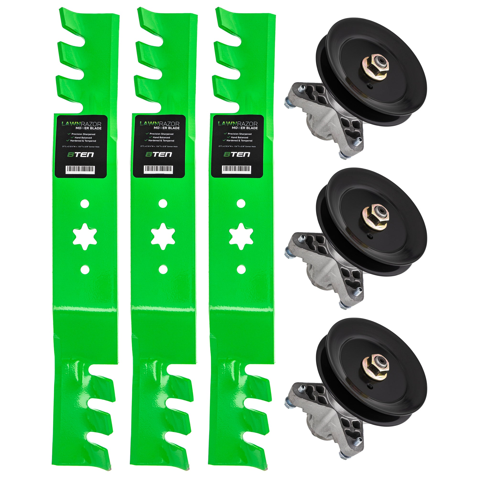 Deck Spindles & Mulching Blades Kit for zOTHER Toro Exmark Stens Oregon MTD Cub Cadet 8TEN MK1002276