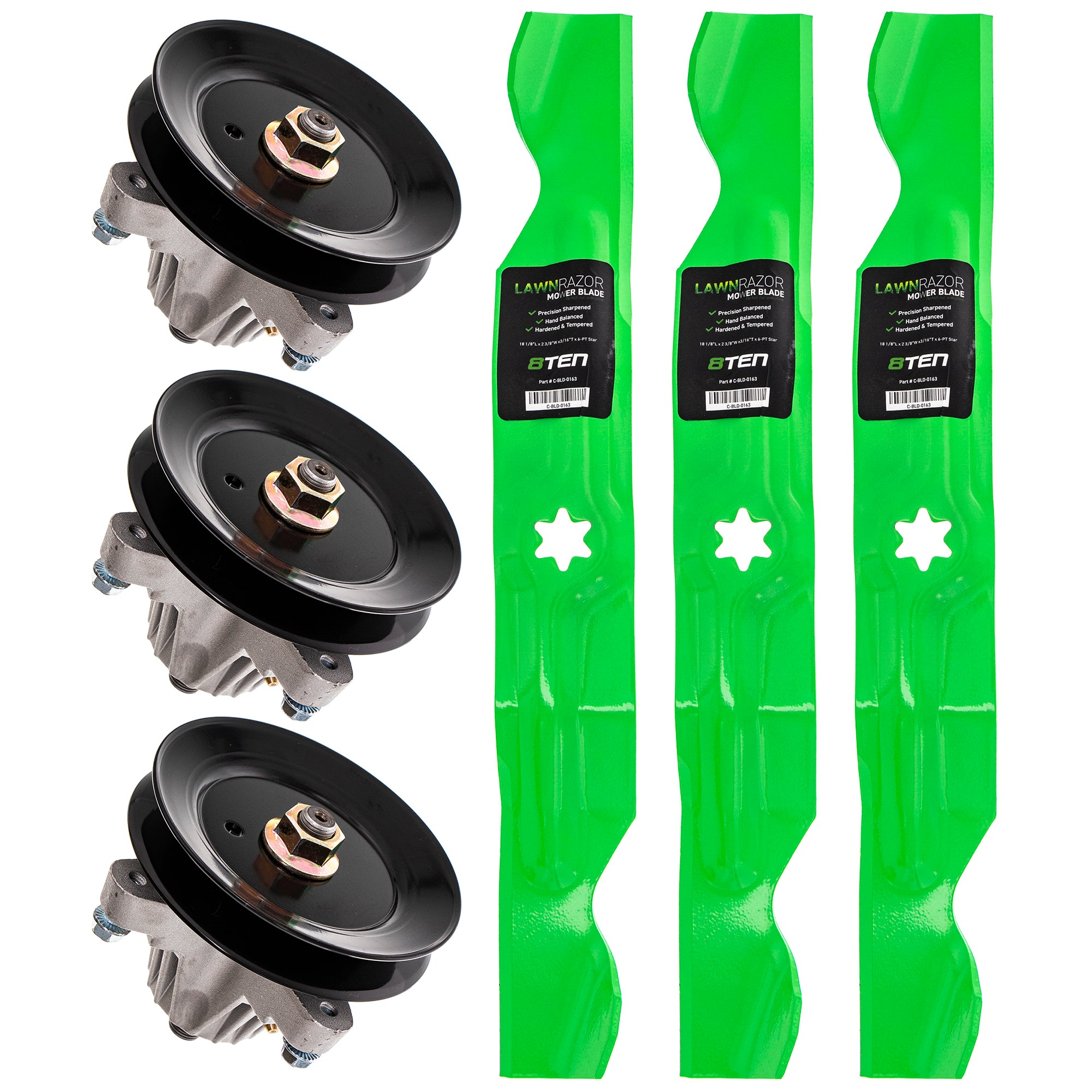 Deck Spindle & Mower Blade Kit for Stens Oregon MTD Cub Cadet Troy-Bilt Husqvarna Poulan 8TEN MK1002288