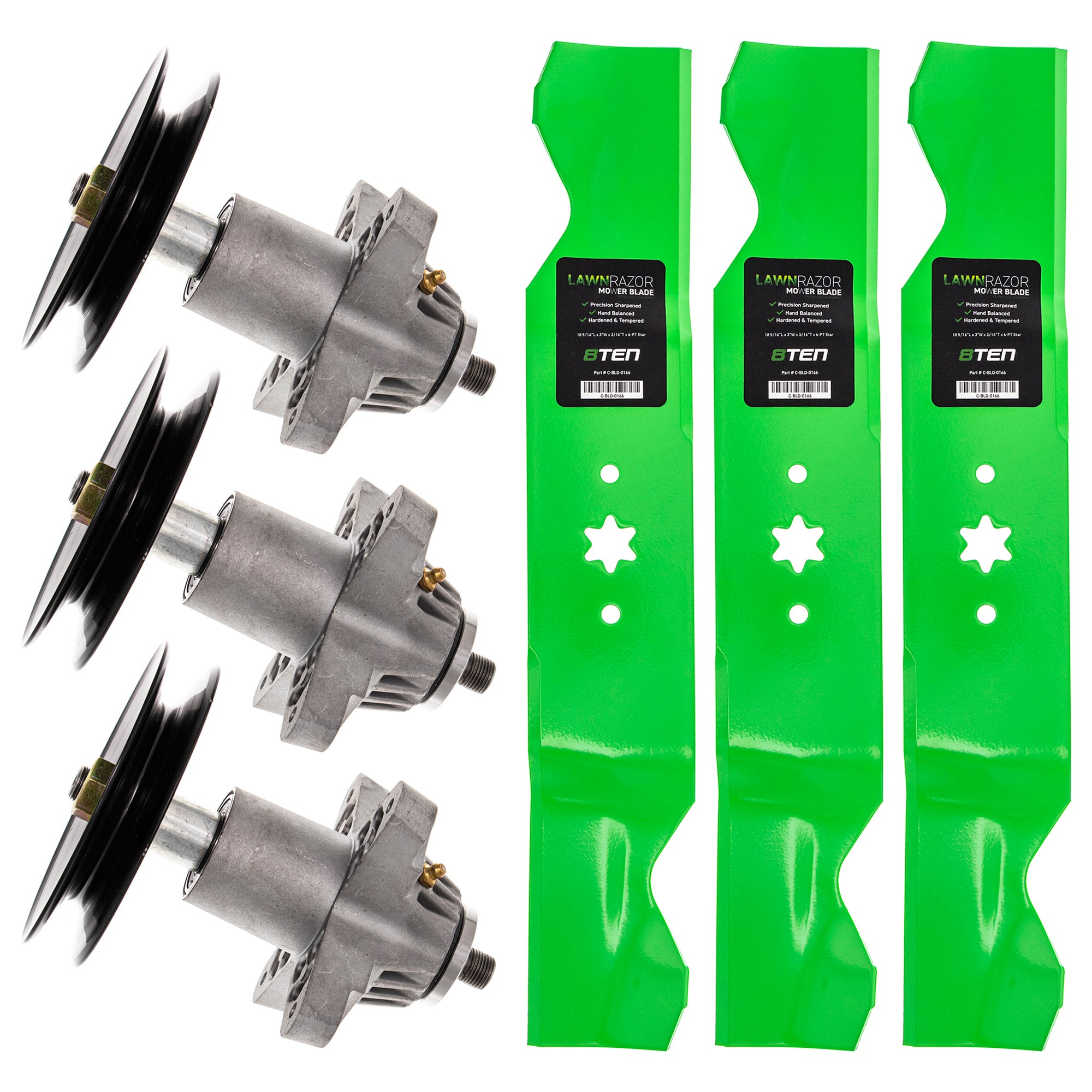Deck Spindle & Mower Blade Kit for Toro Exmark Stens Oregon MTD Cub Cadet Troy-Bilt 8TEN MK1002290