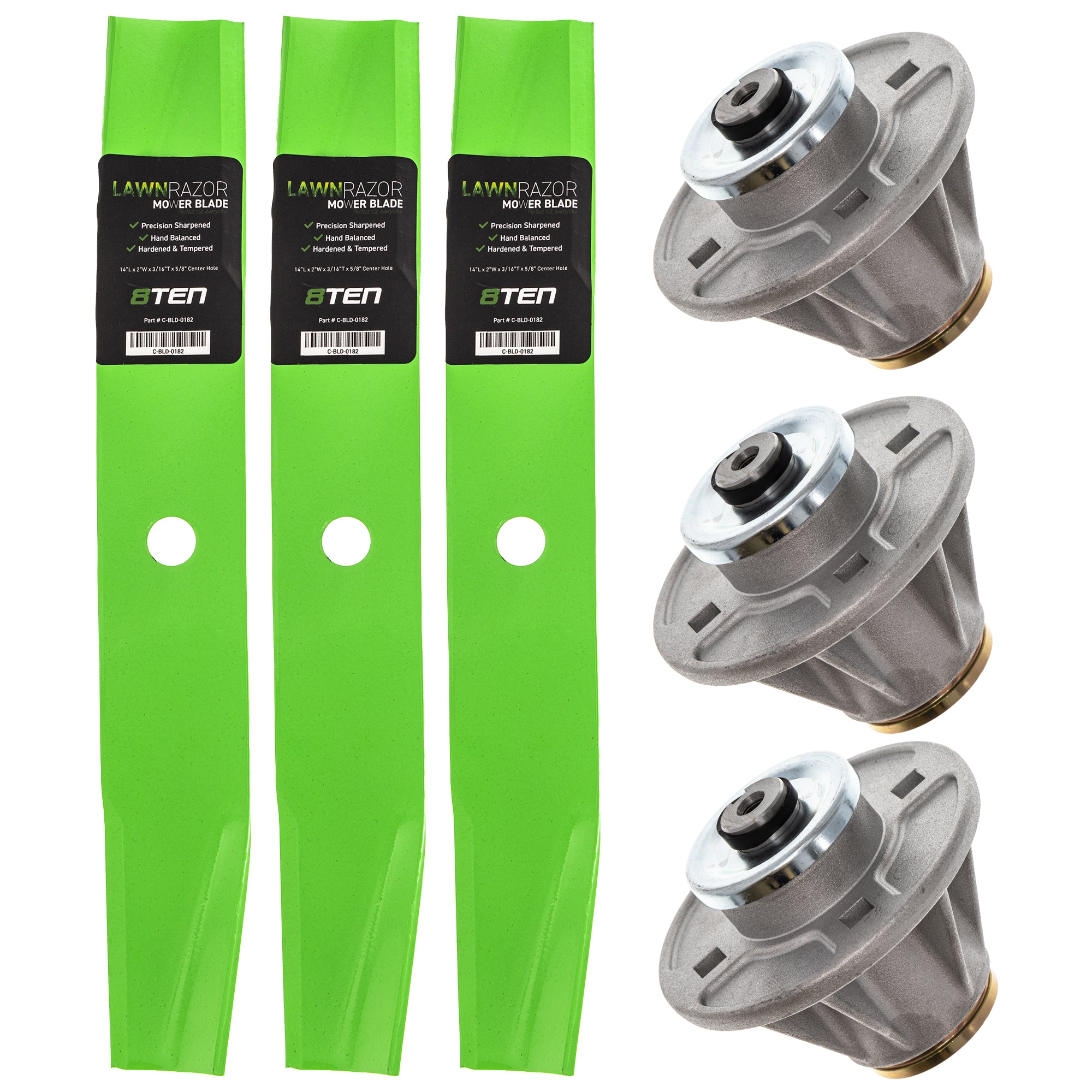 Deck Spindle & Mower Blade Kit for Stens Oregon MTD Cub Cadet Troy-Bilt Ariens Gravely ZT 8TEN MK1002298